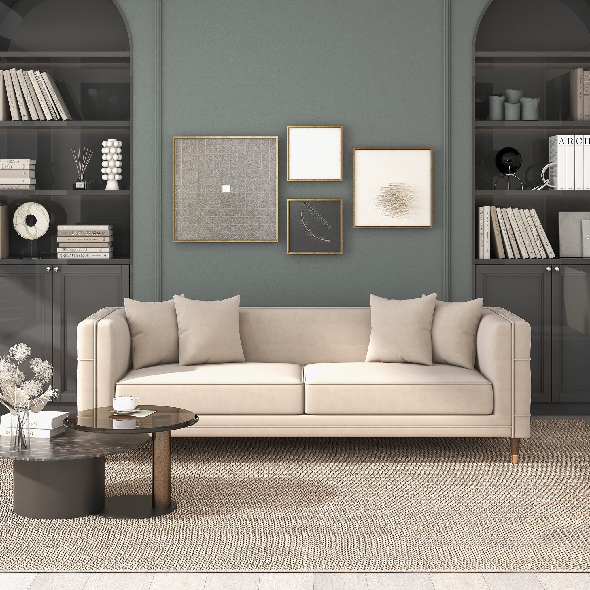 Nora 3-Seater Velvet Sofa | Minimalist Nordic Design with Solid Wood Base