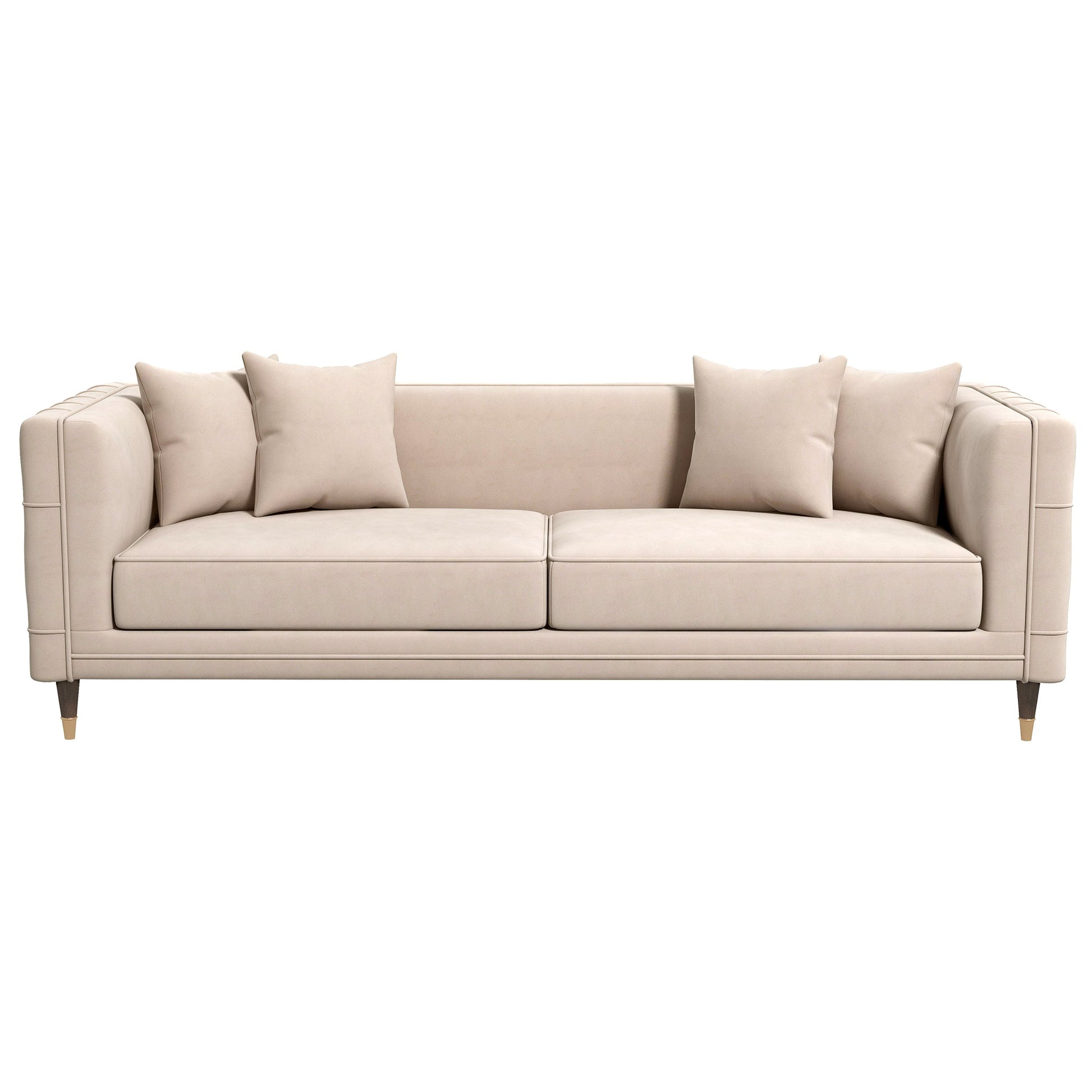 Nora 3-Seater Velvet Sofa | Minimalist Nordic Design with Solid Wood Base