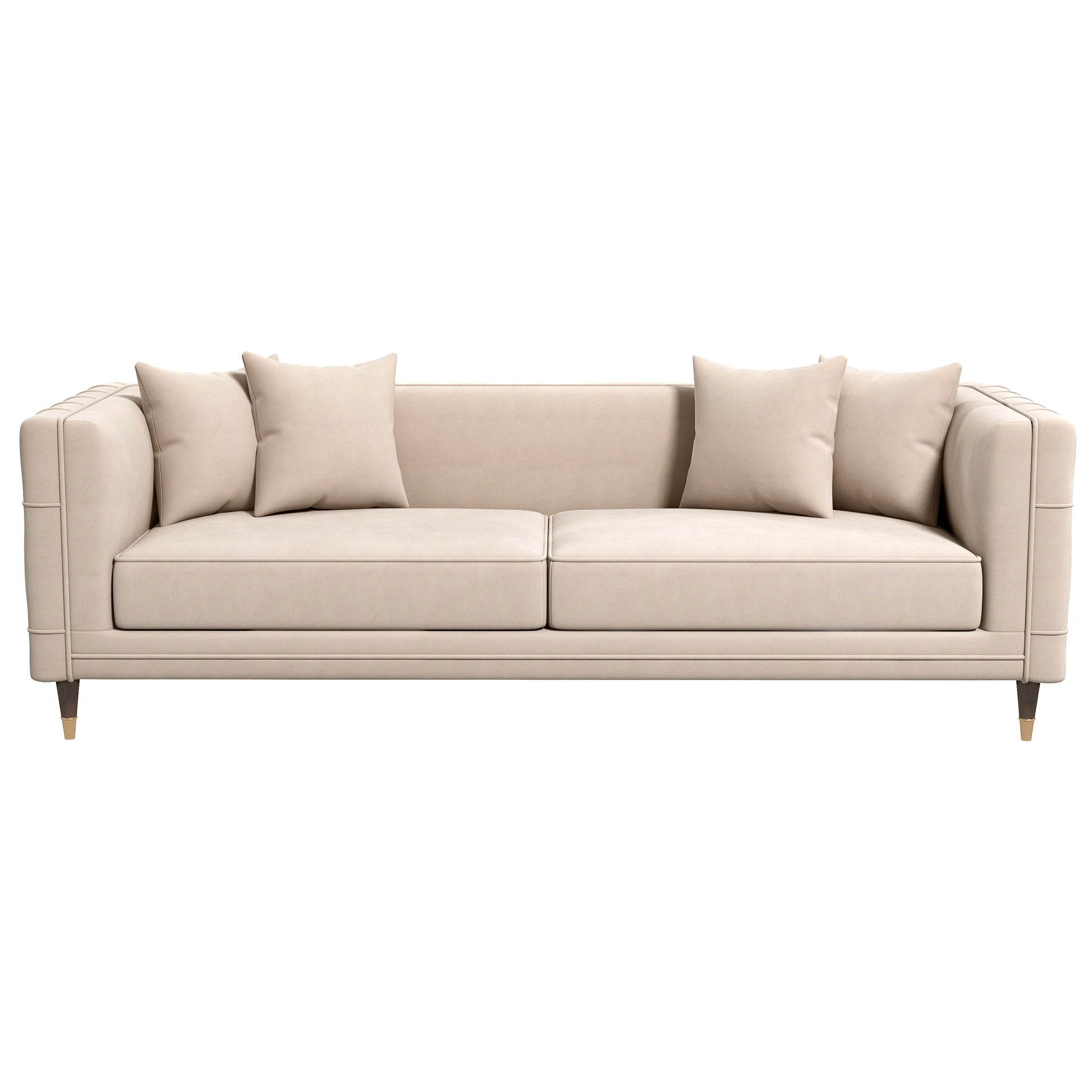 Nora 3-Seater Velvet Sofa | Minimalist Nordic Design with Solid Wood Base