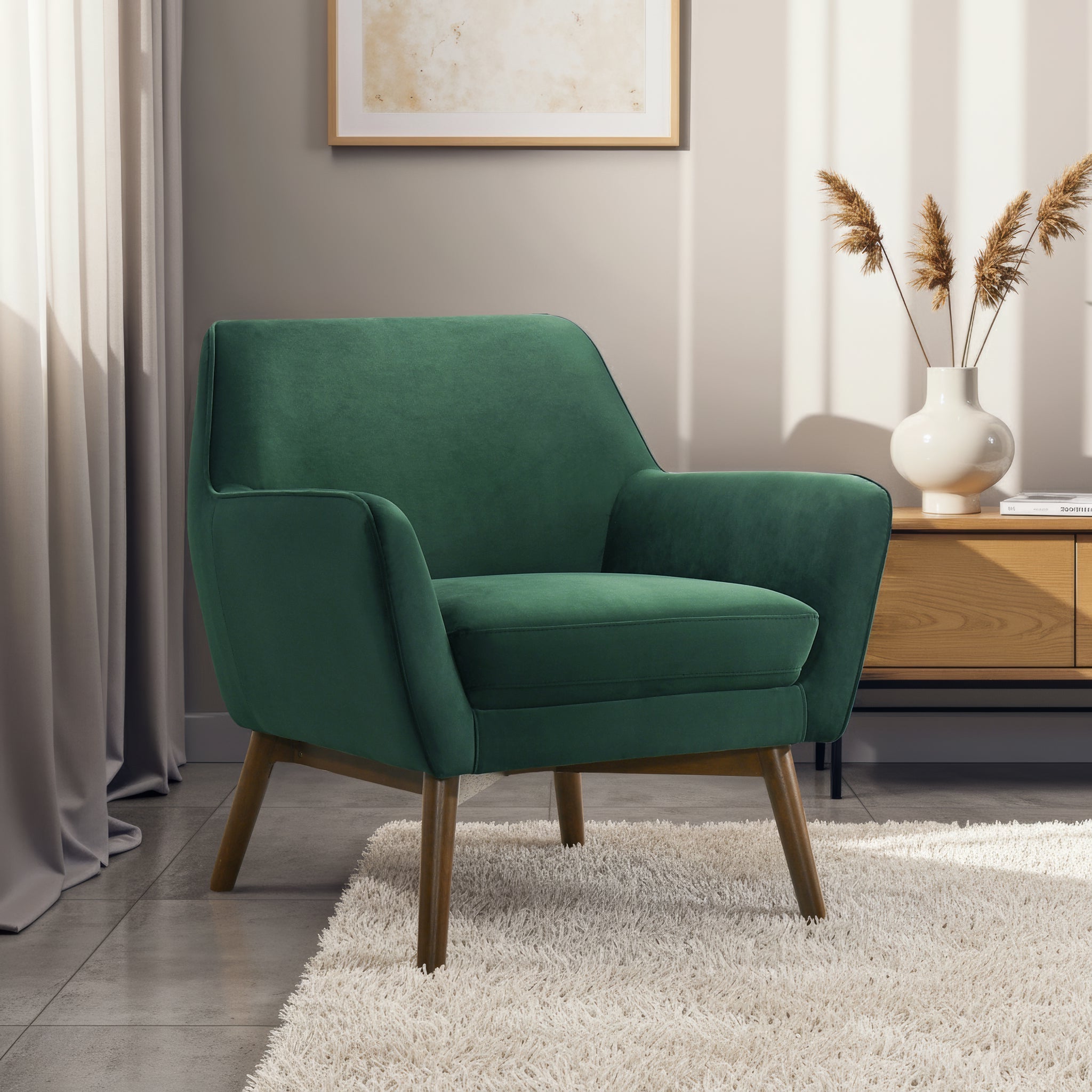 Panom Mid-Century Modern Velvet Armchair