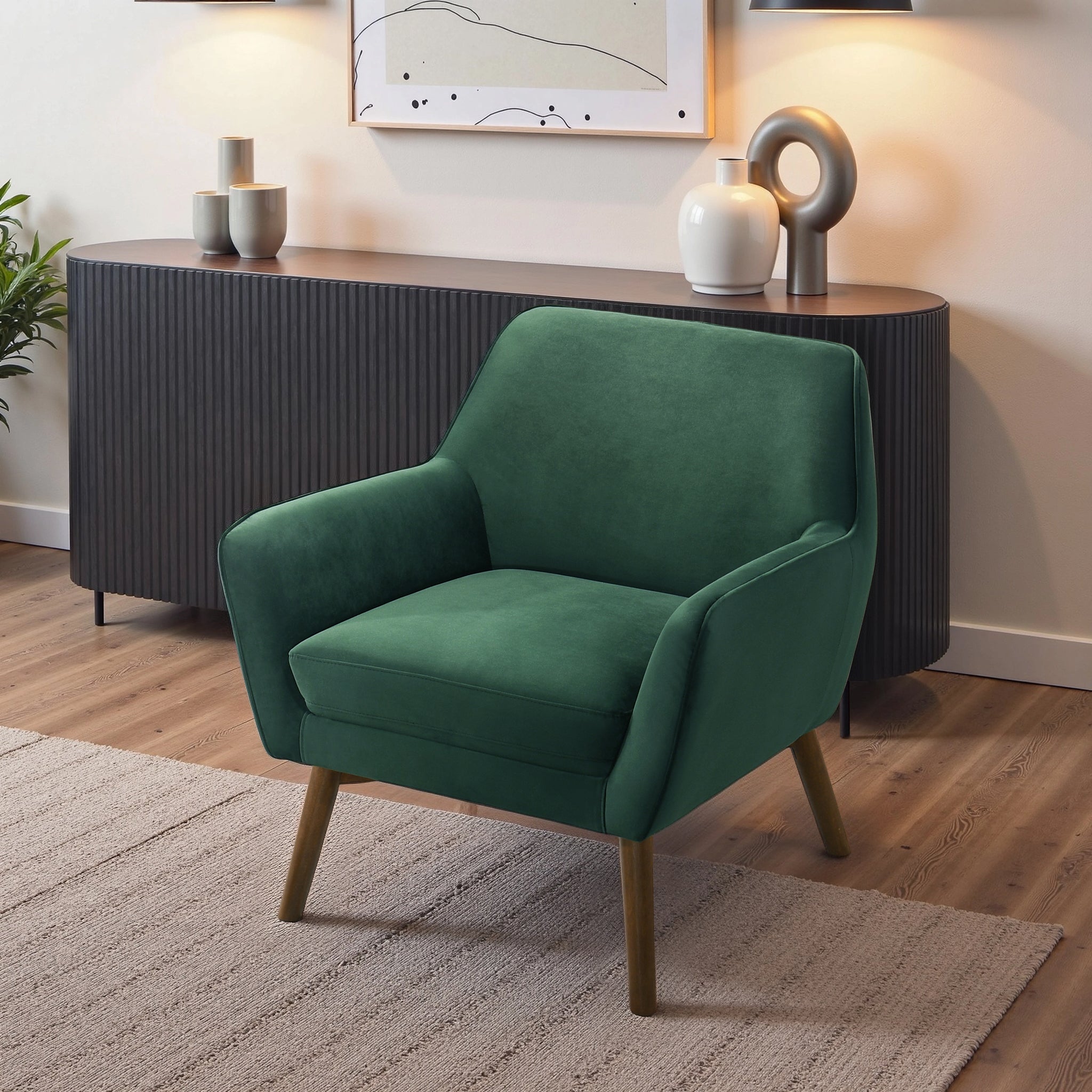 Panom Mid-Century Modern Velvet Armchair