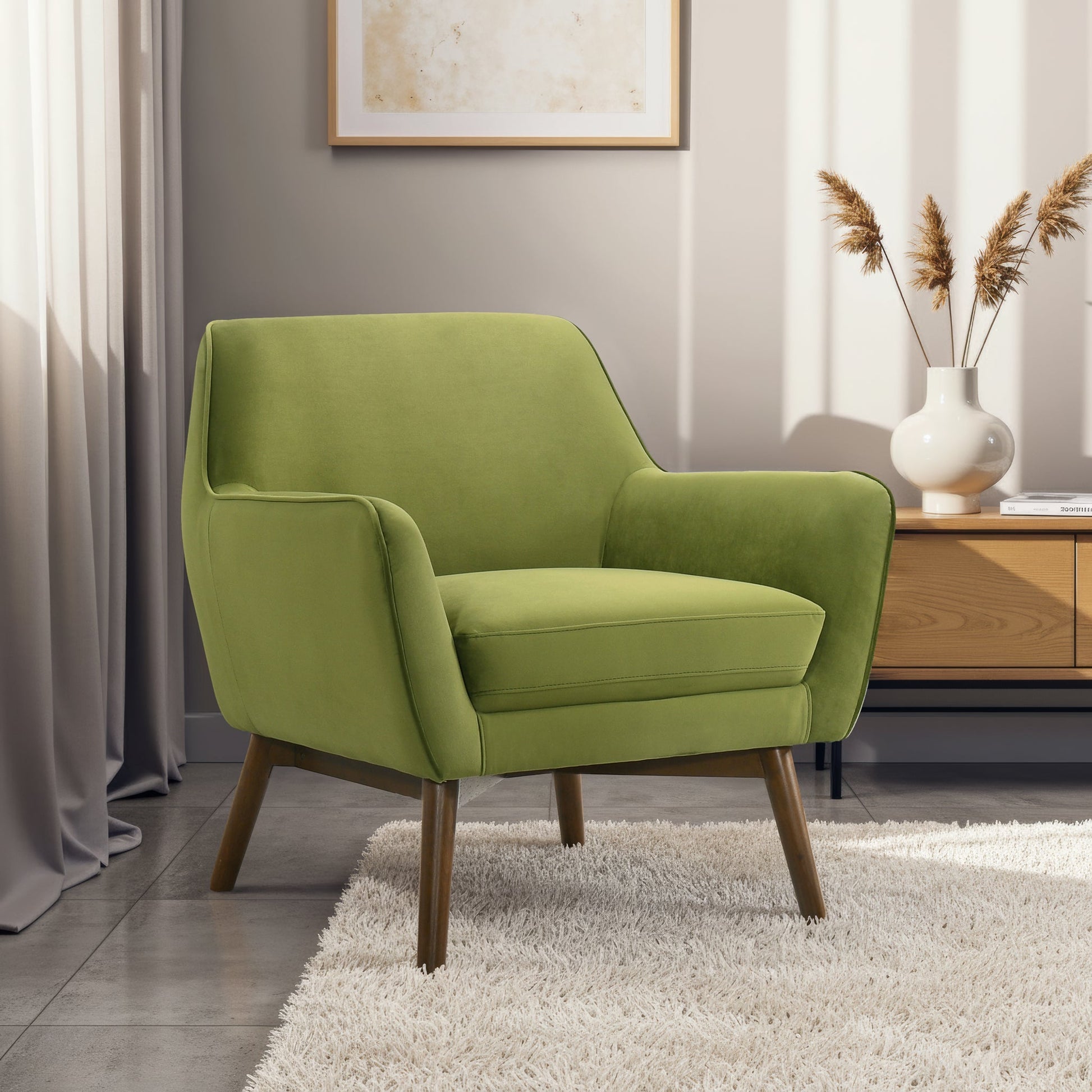 Panom Mid-Century Modern Velvet Armchair