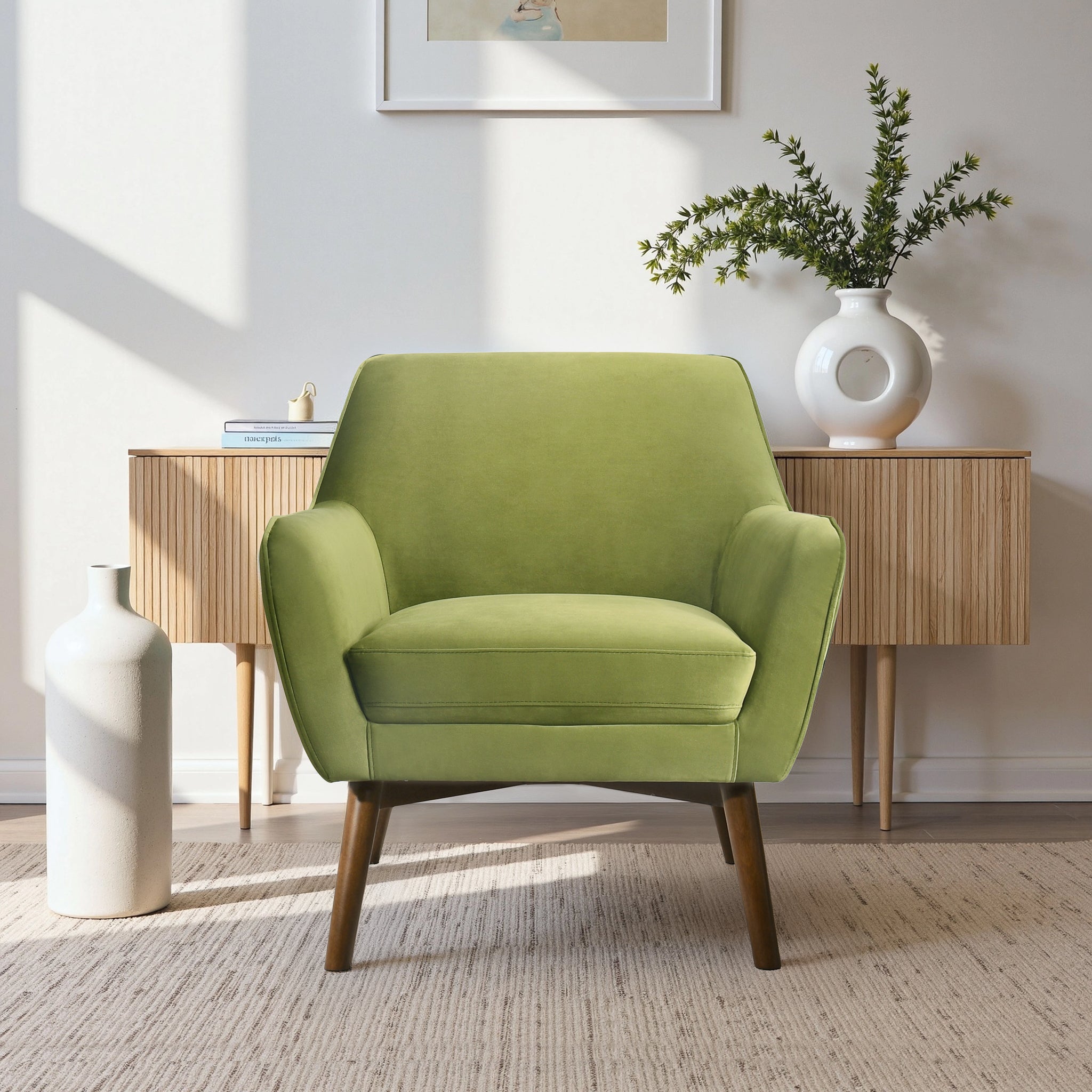 Panom Mid-Century Modern Velvet Armchair