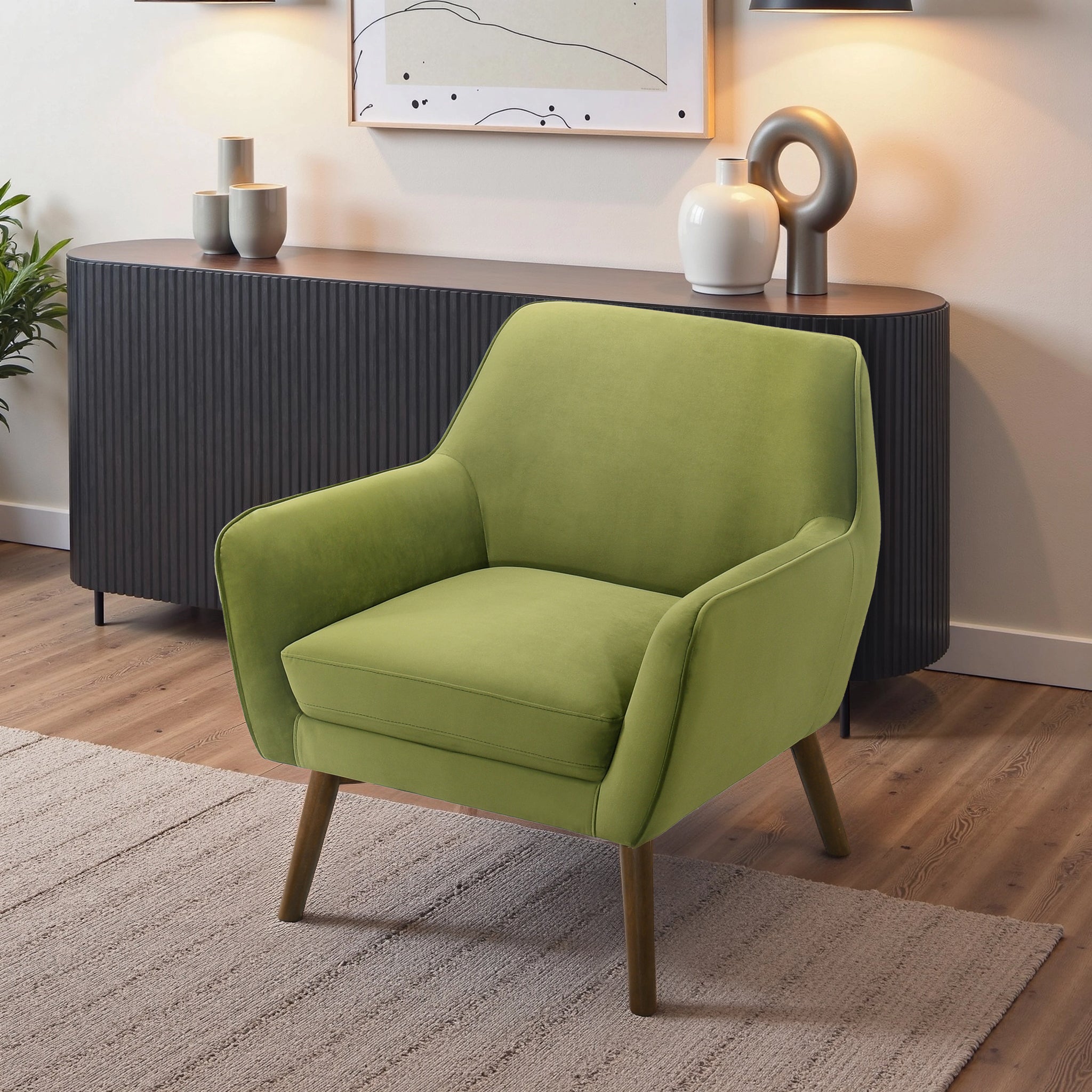 Panom Mid-Century Modern Velvet Armchair