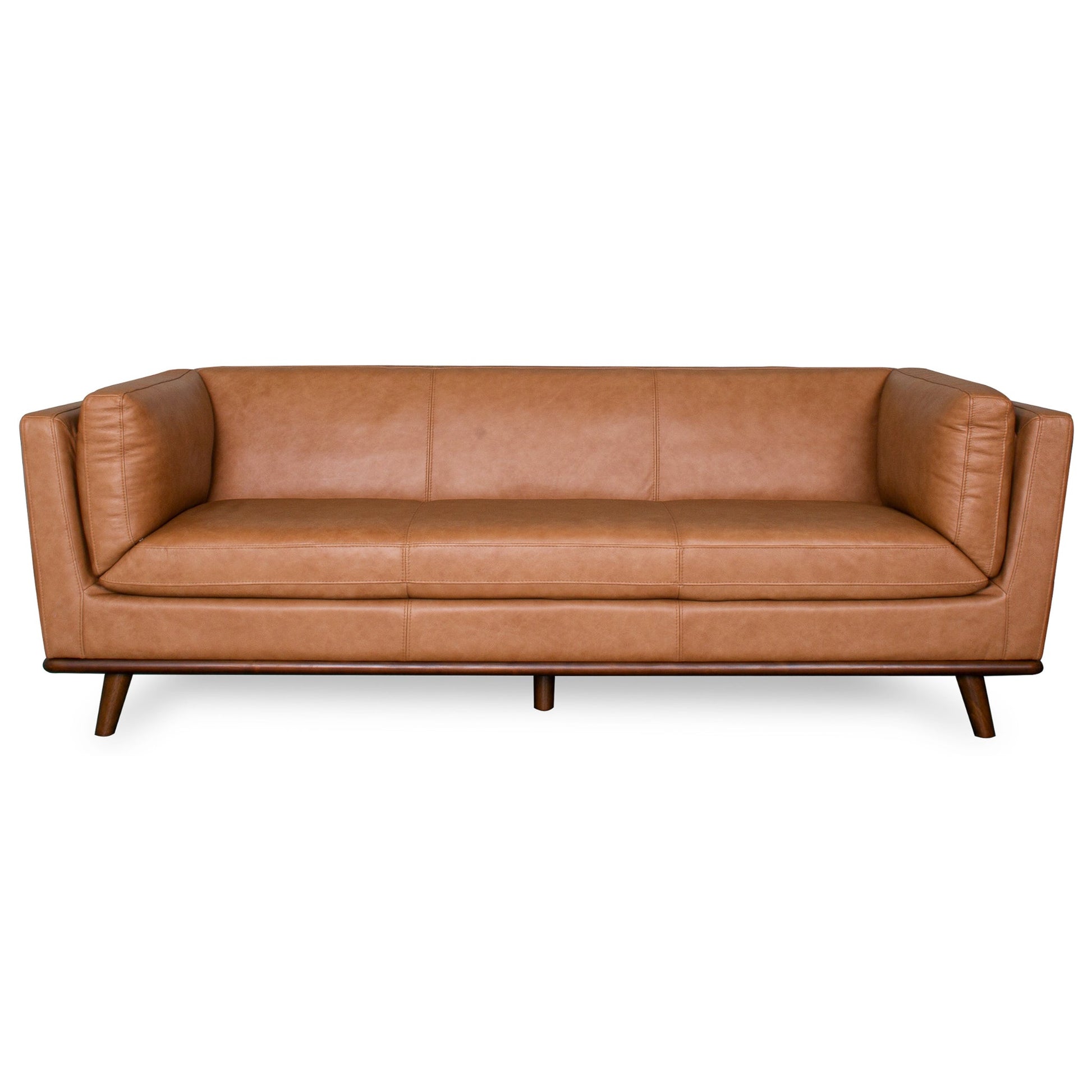 Phoenix Mid-Century Modern Sofa in Breathable Top Grain Leather