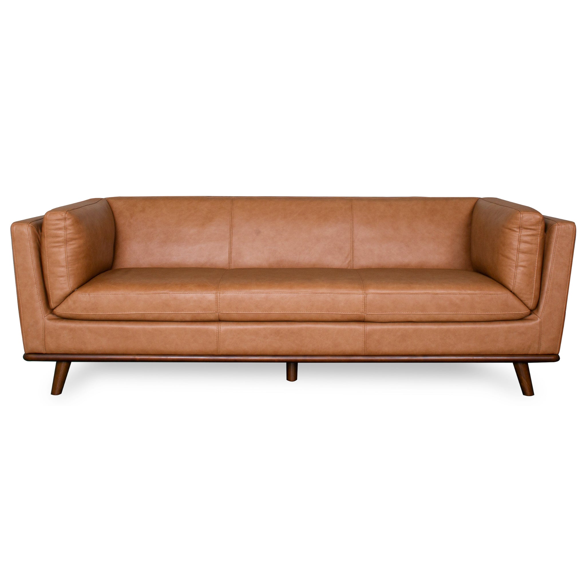 Phoenix Mid-Century Modern Sofa in Breathable Top Grain Leather