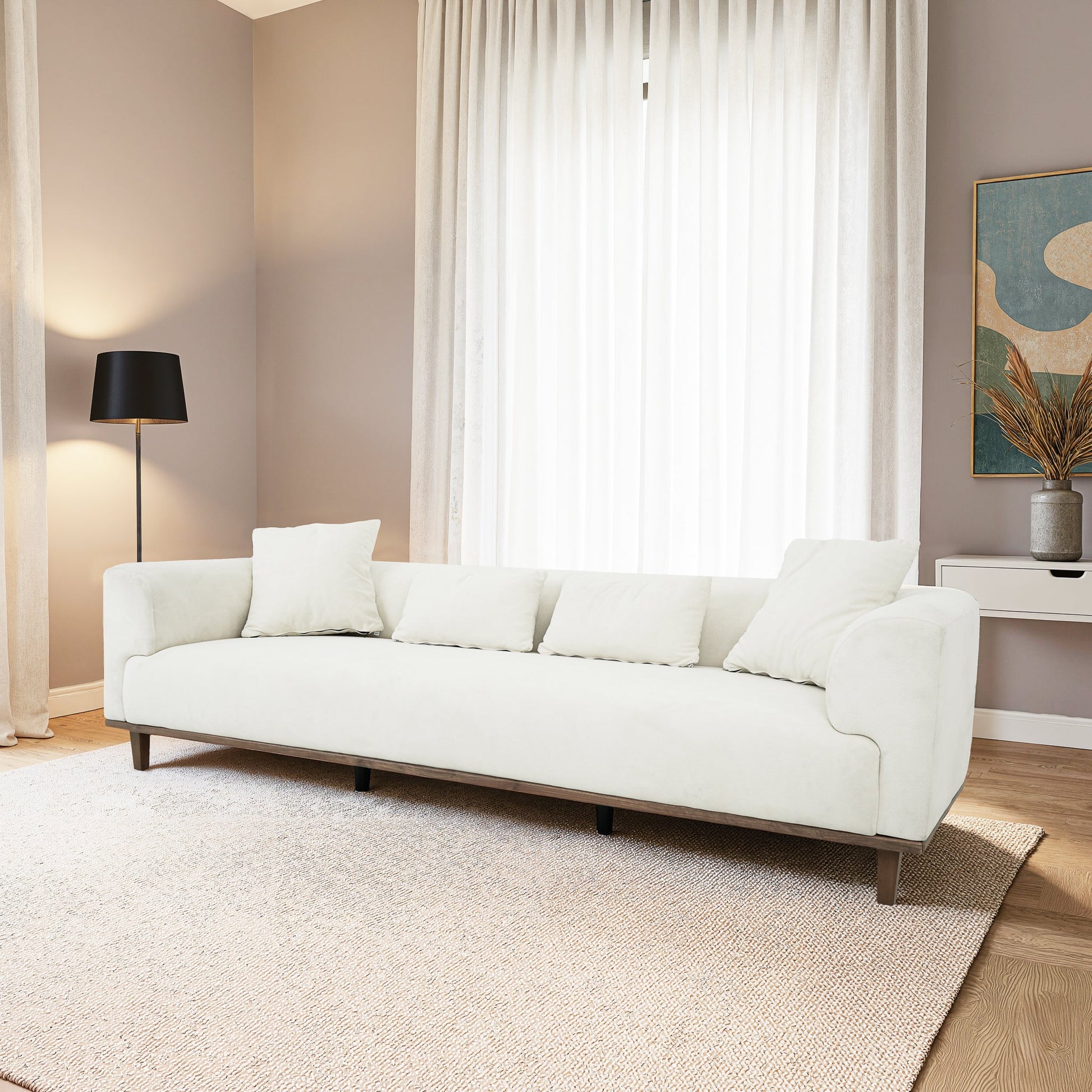 Richardson Modern Velvet Upholstered Sofa with Solid Wood Legs and Loose Pillows