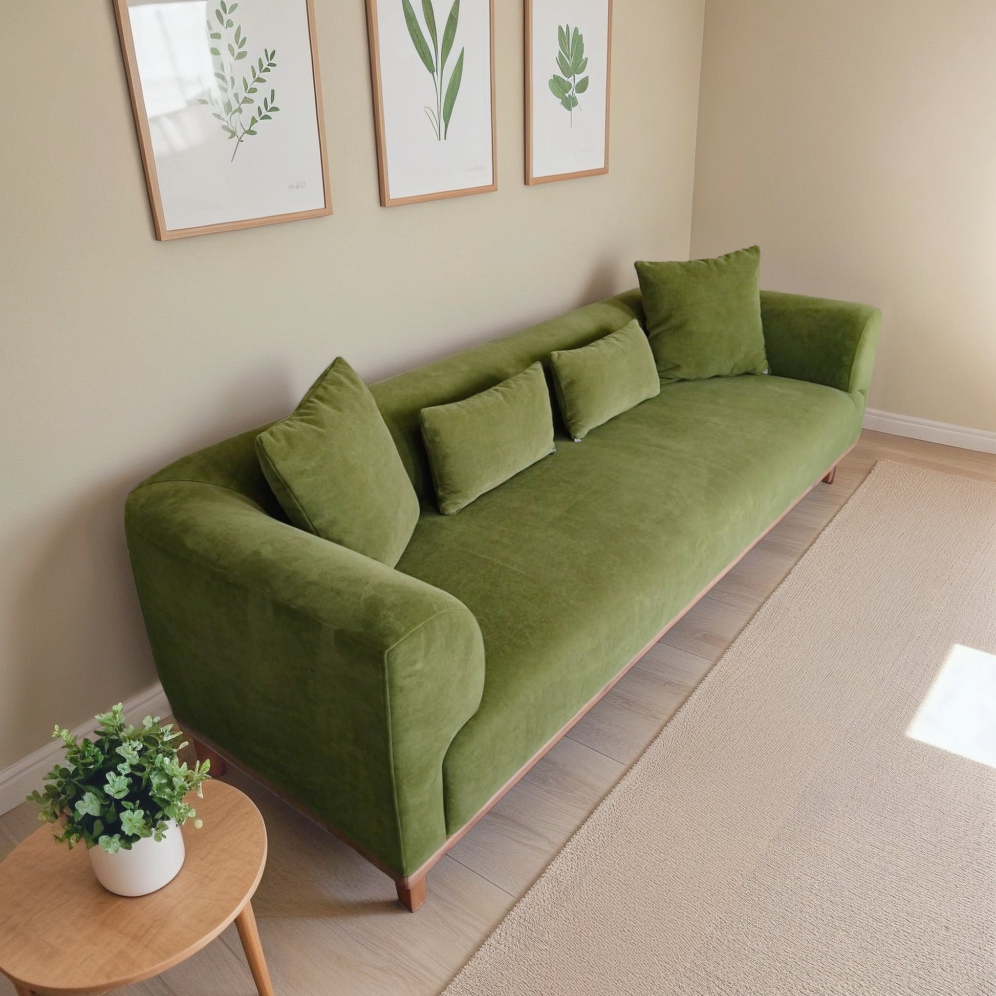Richardson Modern Velvet Upholstered Sofa with Solid Wood Legs and Loose Pillows