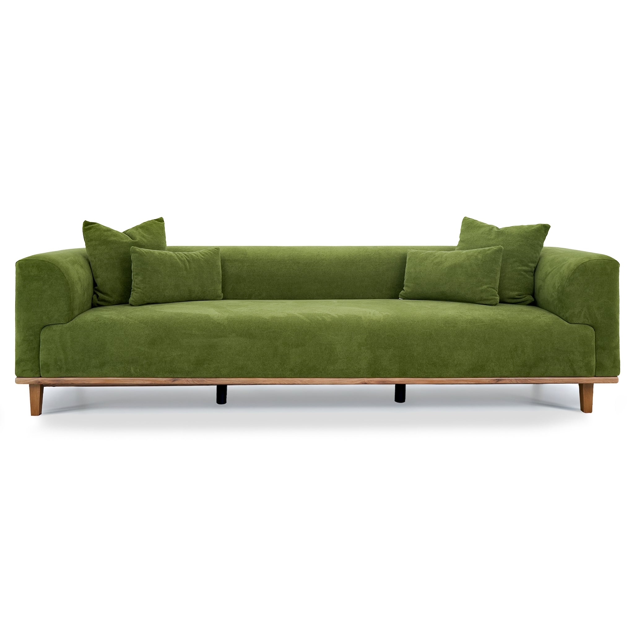 Richardson Modern Velvet Upholstered Sofa with Solid Wood Legs and Loose Pillows