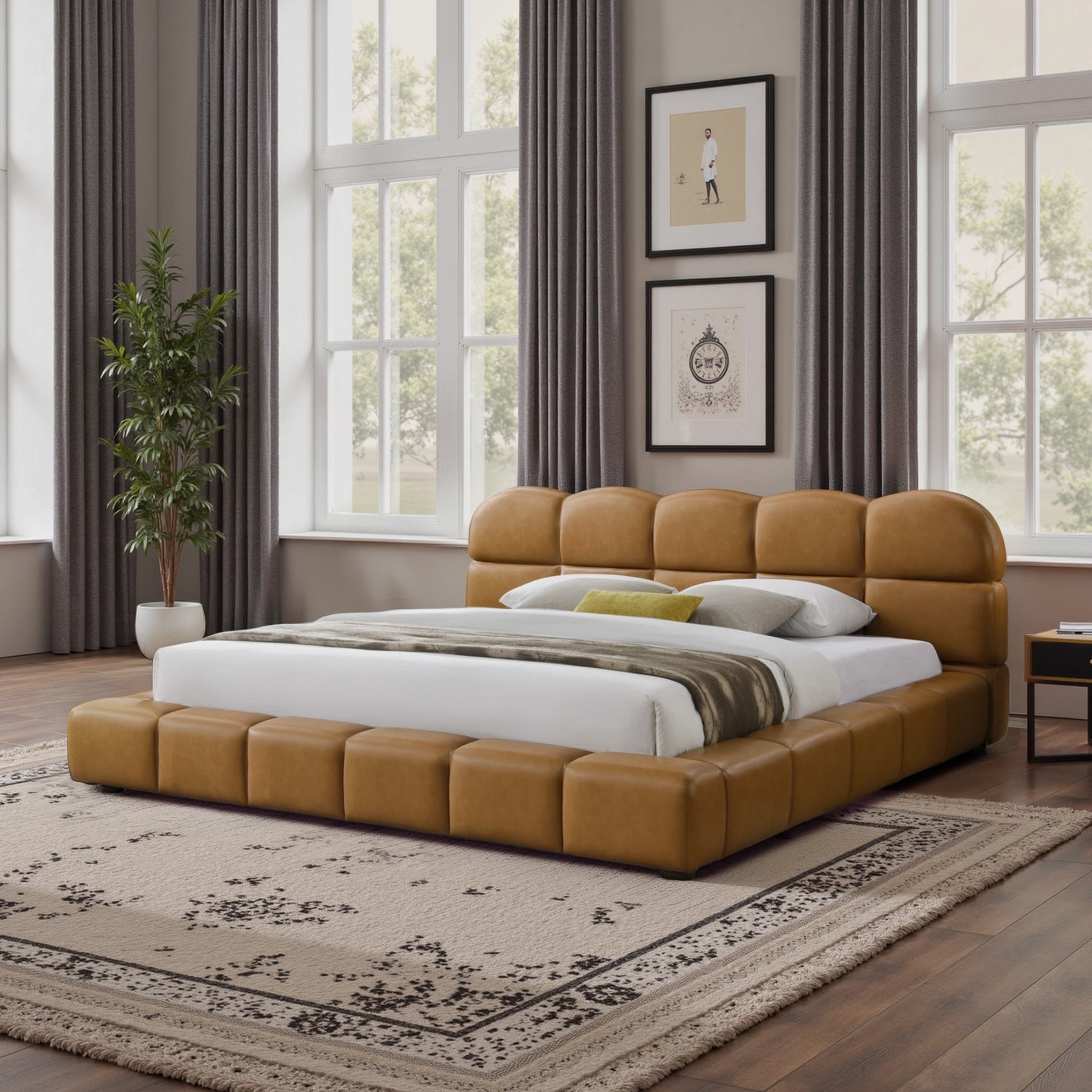 Roswell Vegan Leather Upholstered Platform Bed