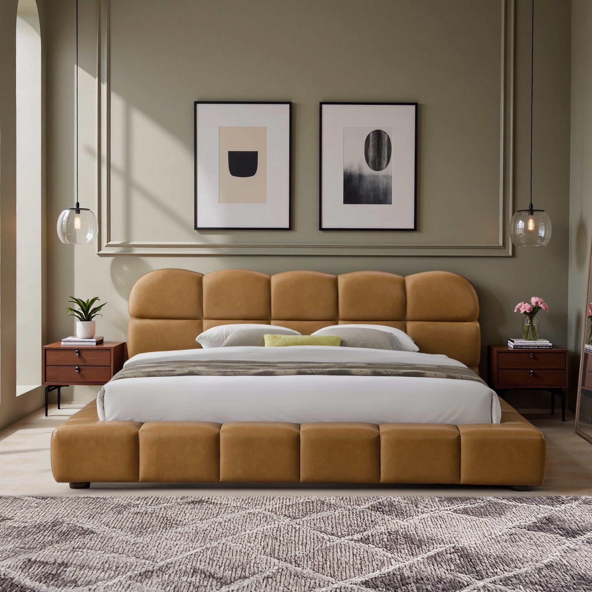 Roswell Vegan Leather Upholstered Platform Bed
