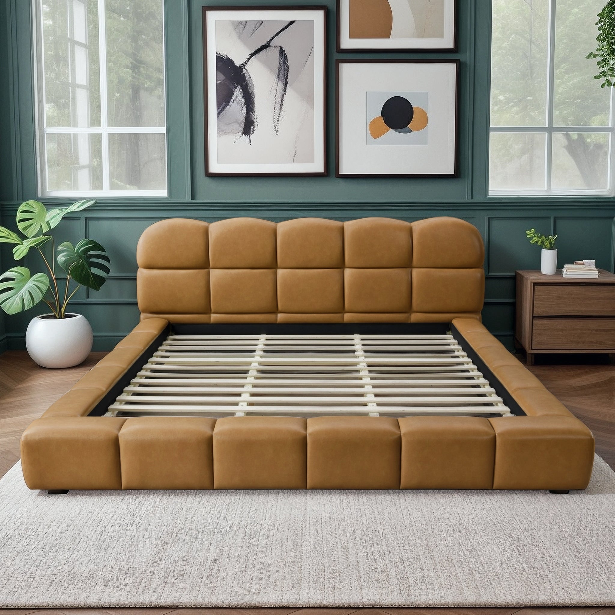 Roswell Vegan Leather Upholstered Platform Bed