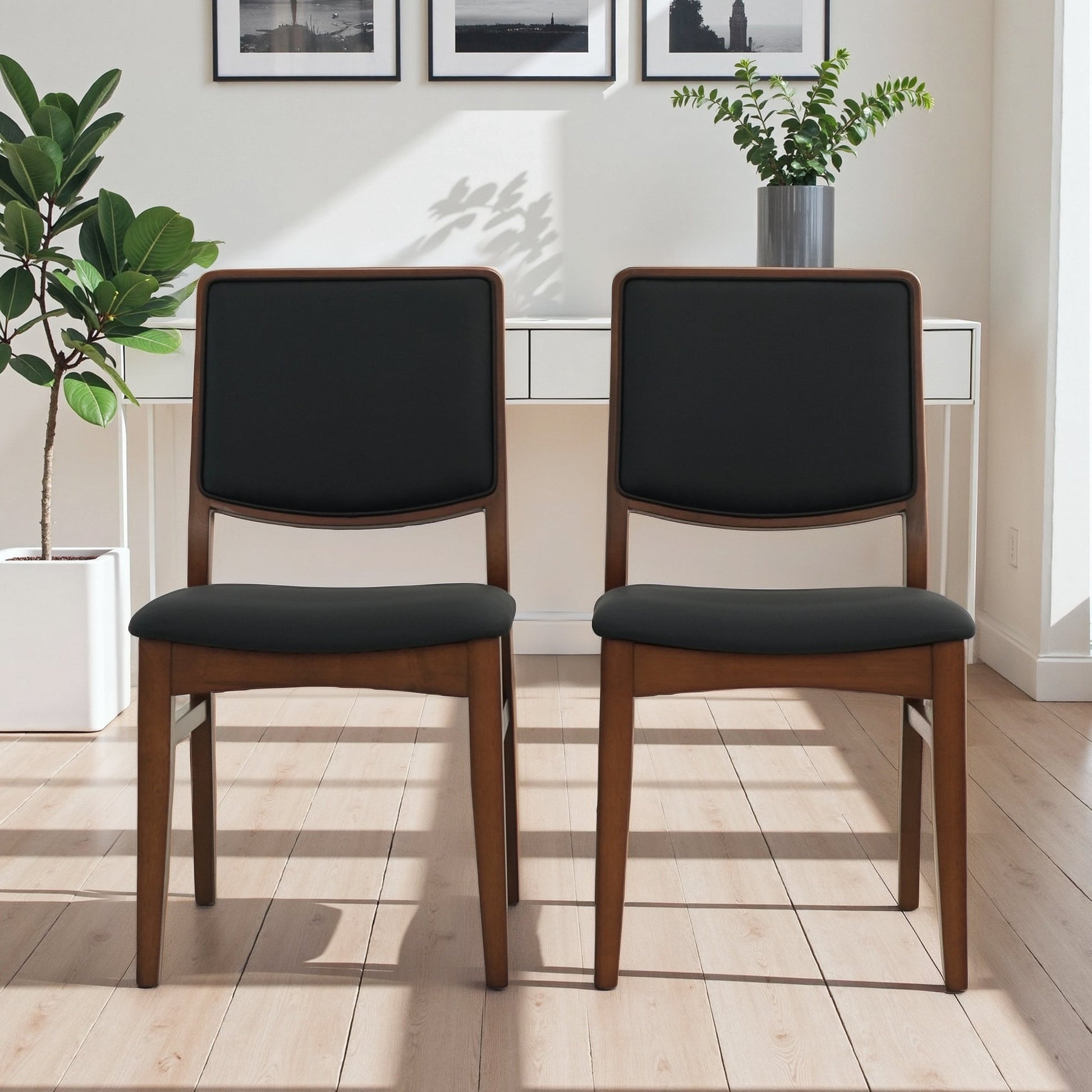 Cary Mid-Century Modern Vegan Leather Dining Chair