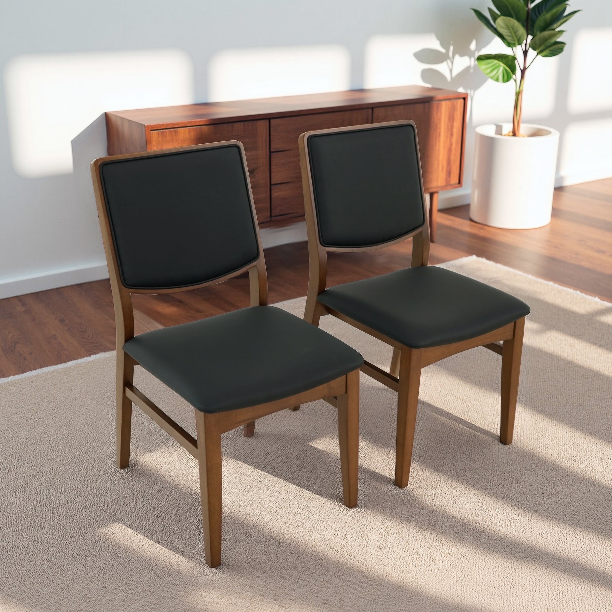 Cary Mid-Century Modern Vegan Leather Dining Chair
