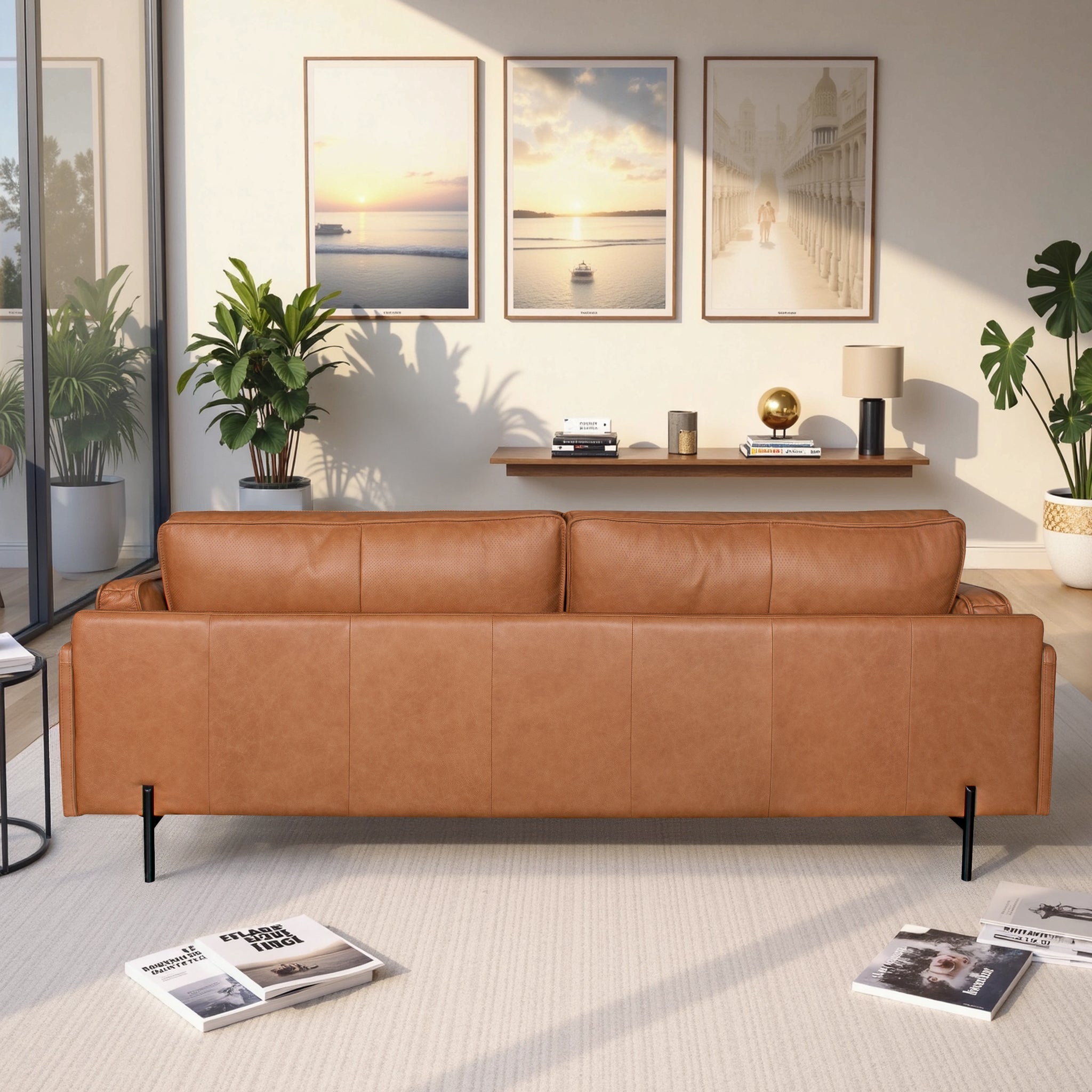 Utica Premium Leather Living Room Sofa with Metal Legs and Sustainable Materials