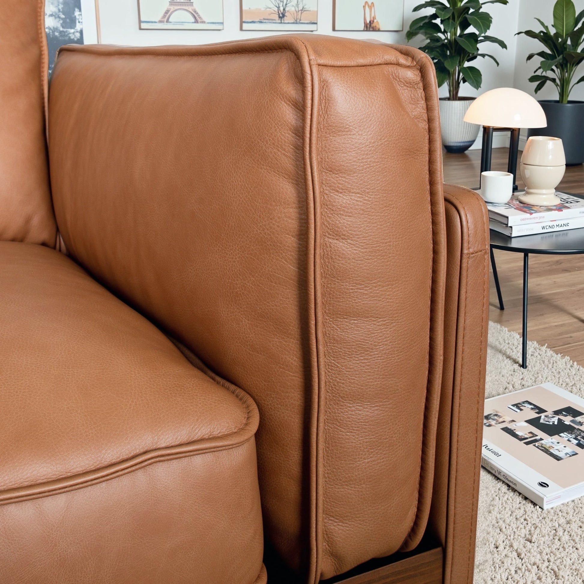 Utica Premium Leather Living Room Sofa with Metal Legs and Sustainable Materials