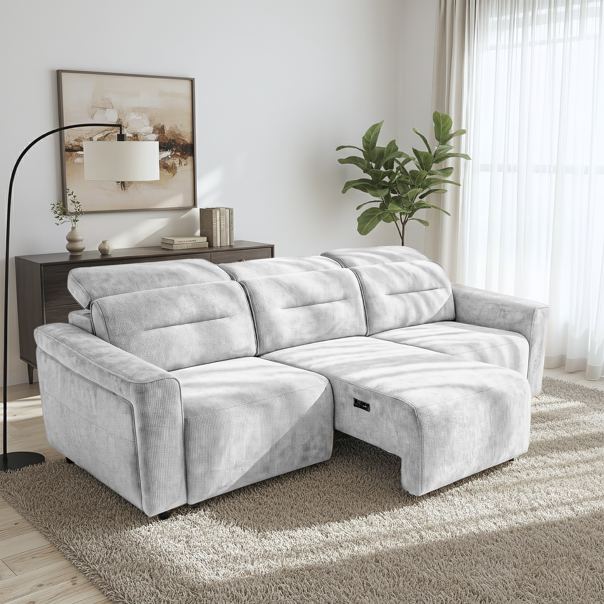 Falmouth Transformable Power Slider Sofa with Ergonomic Headrests and USB Ports | Ashcroft Imprts Furniture