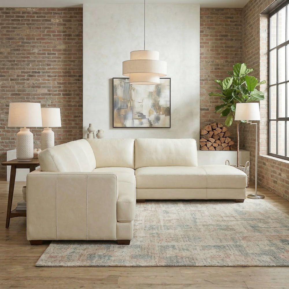 Glander Modern Sectional | Top-Grain Leather and Pocket Spring Support