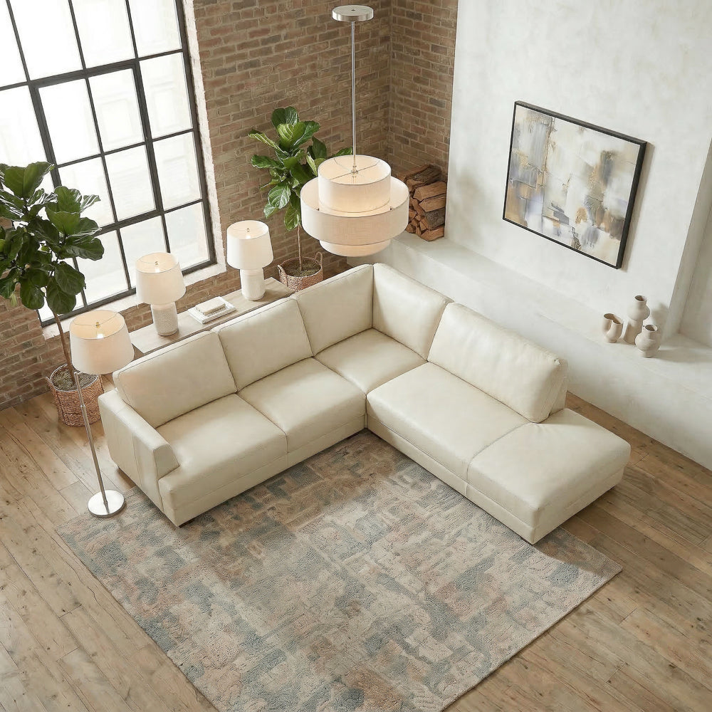 Glander Modern Sectional | Top-Grain Leather and Pocket Spring Support