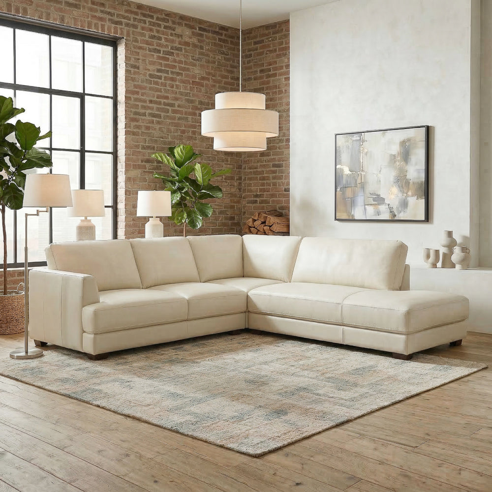 Glander Modern Sectional | Top-Grain Leather and Pocket Spring Support