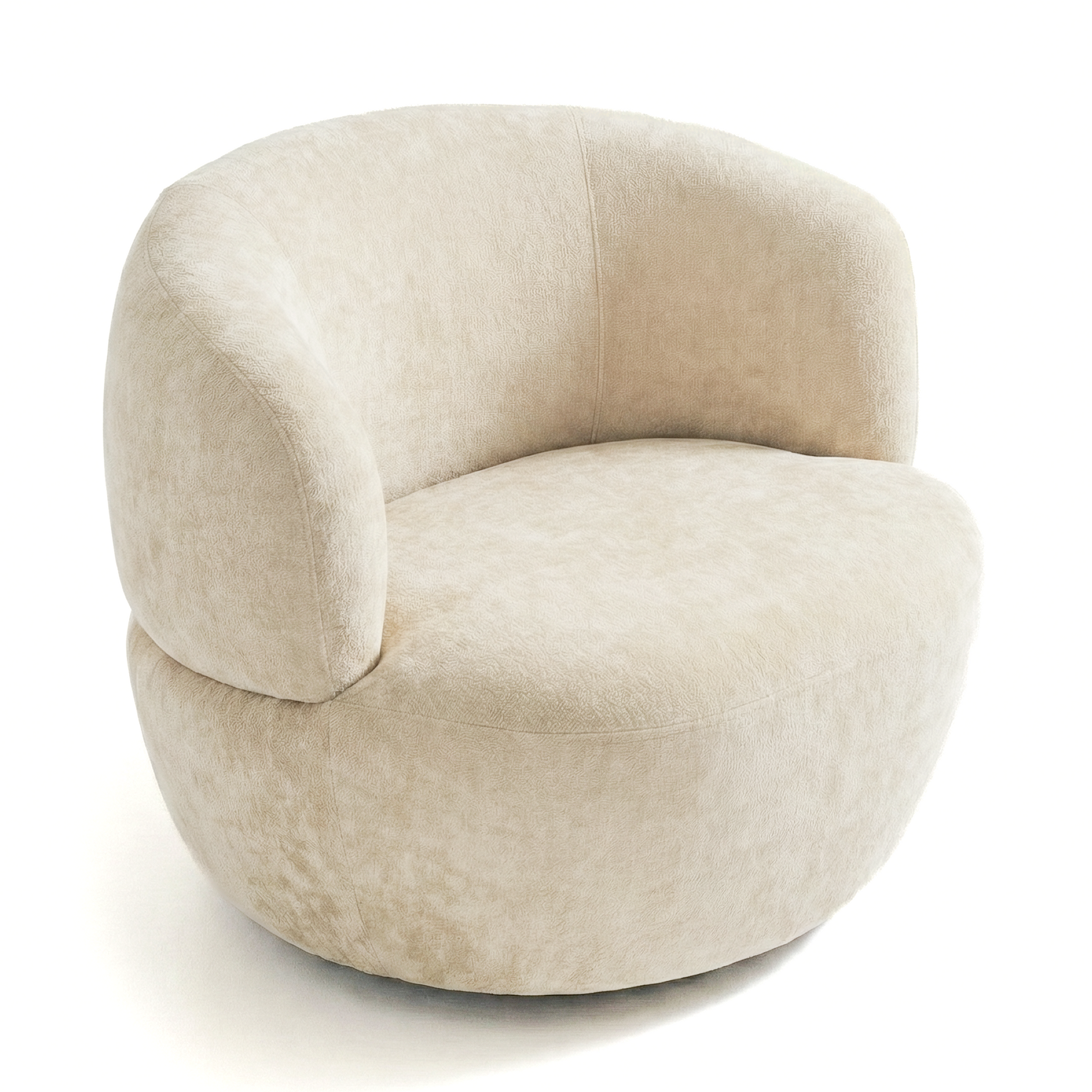 Thornton Chenille Upholstered Swivel Barrel Chair with Foam-Padded Support