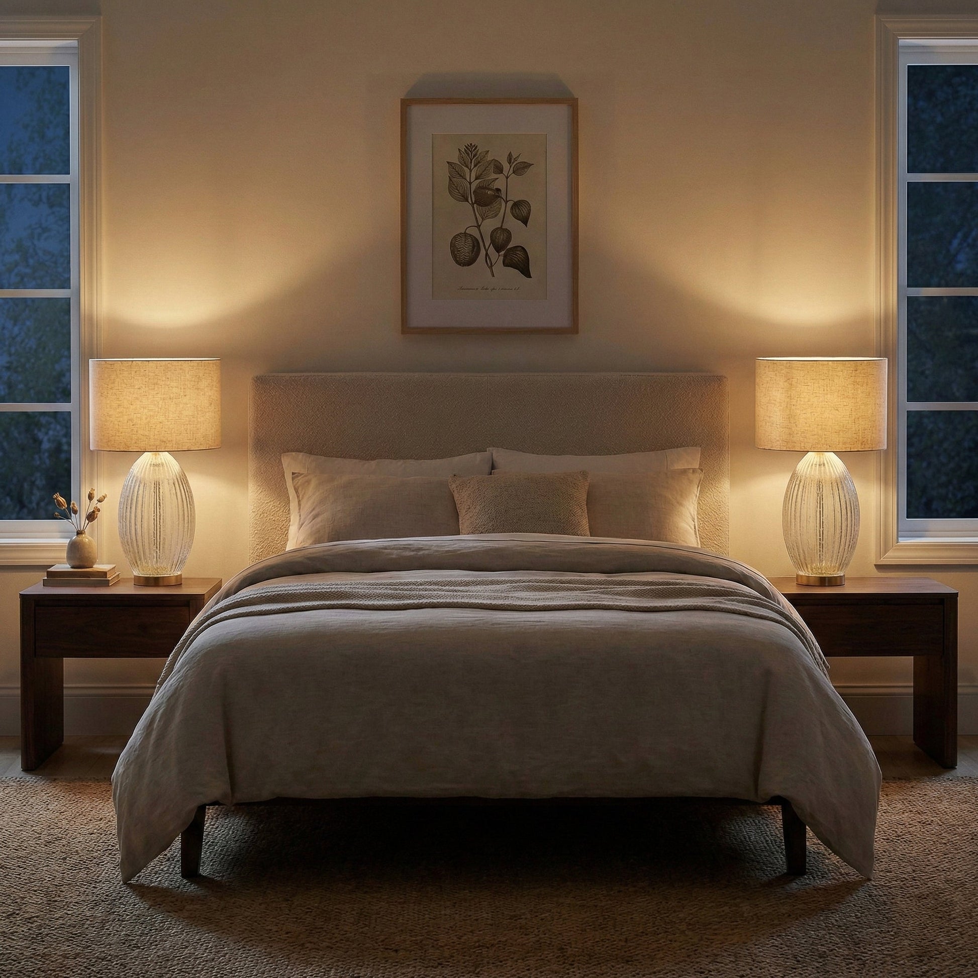 Aurora Ribbed Glass Table Lamp | Clear Fluted Body and Golden Brass Accents
