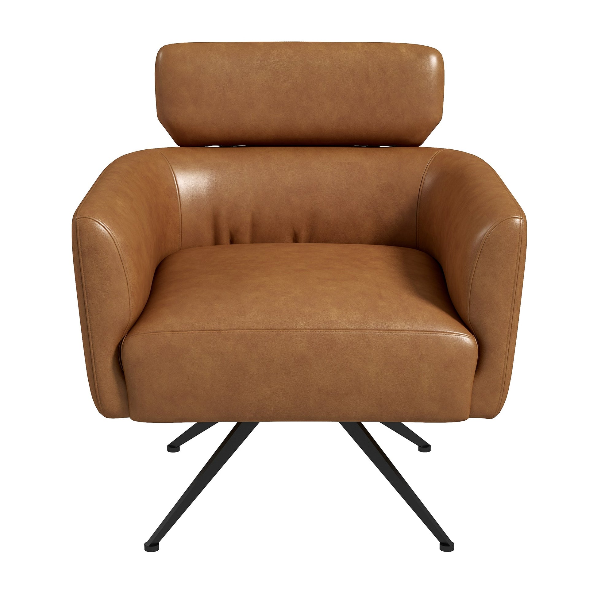 Camila Mid-Century Modern Swivel Armchair | Genuine Leather and Qubic Design