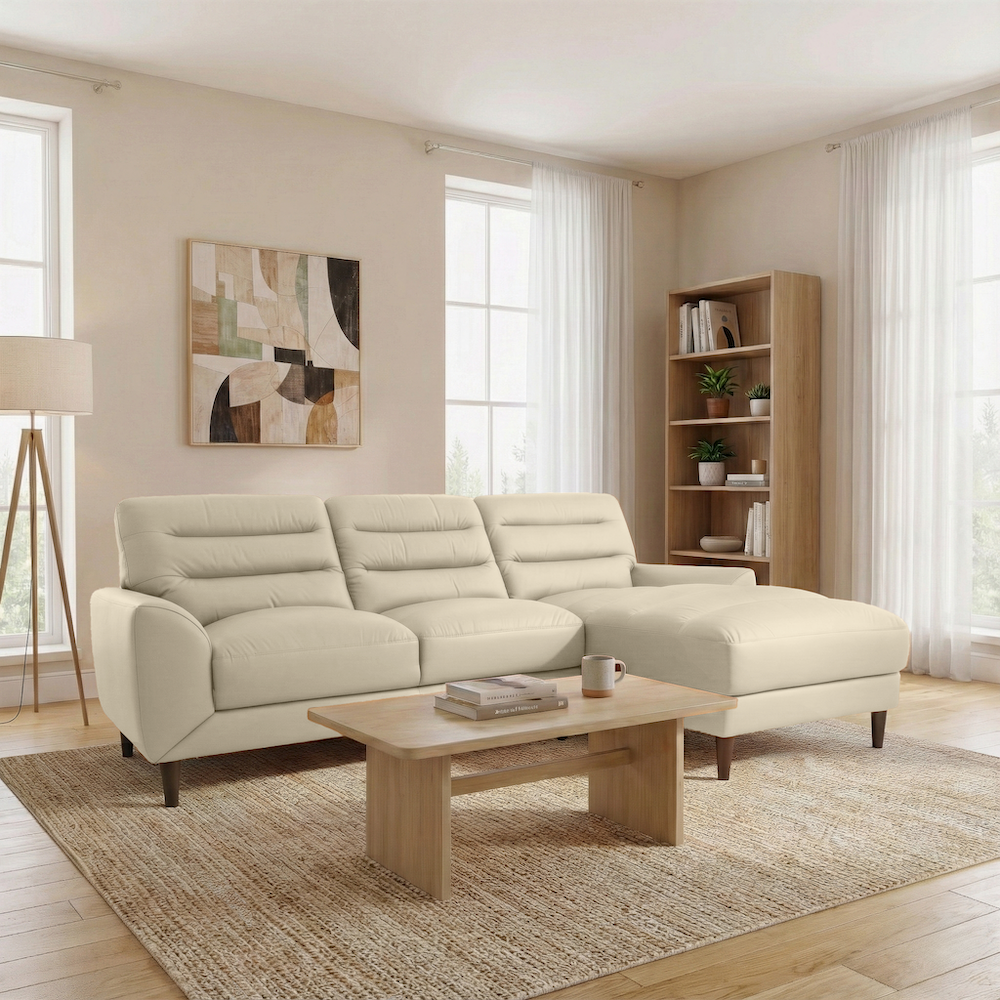 Clarion 3-Seater Genuine Leather Sectional Sofa with Right-Facing Chaise
