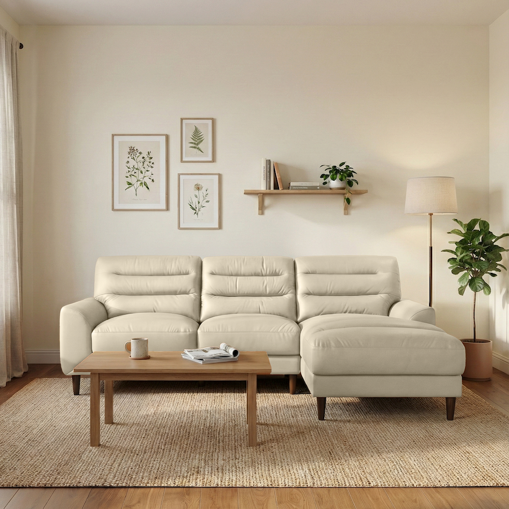 Clarion 3-Seater Genuine Leather Sectional Sofa with Right-Facing Chaise