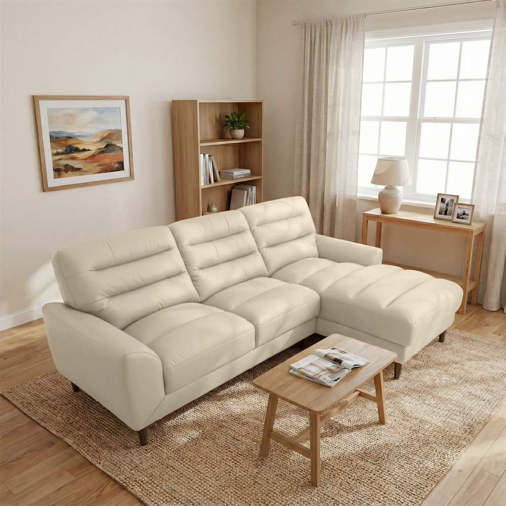 Clarion 3-Seater Genuine Leather Sectional Sofa with Right-Facing Chaise