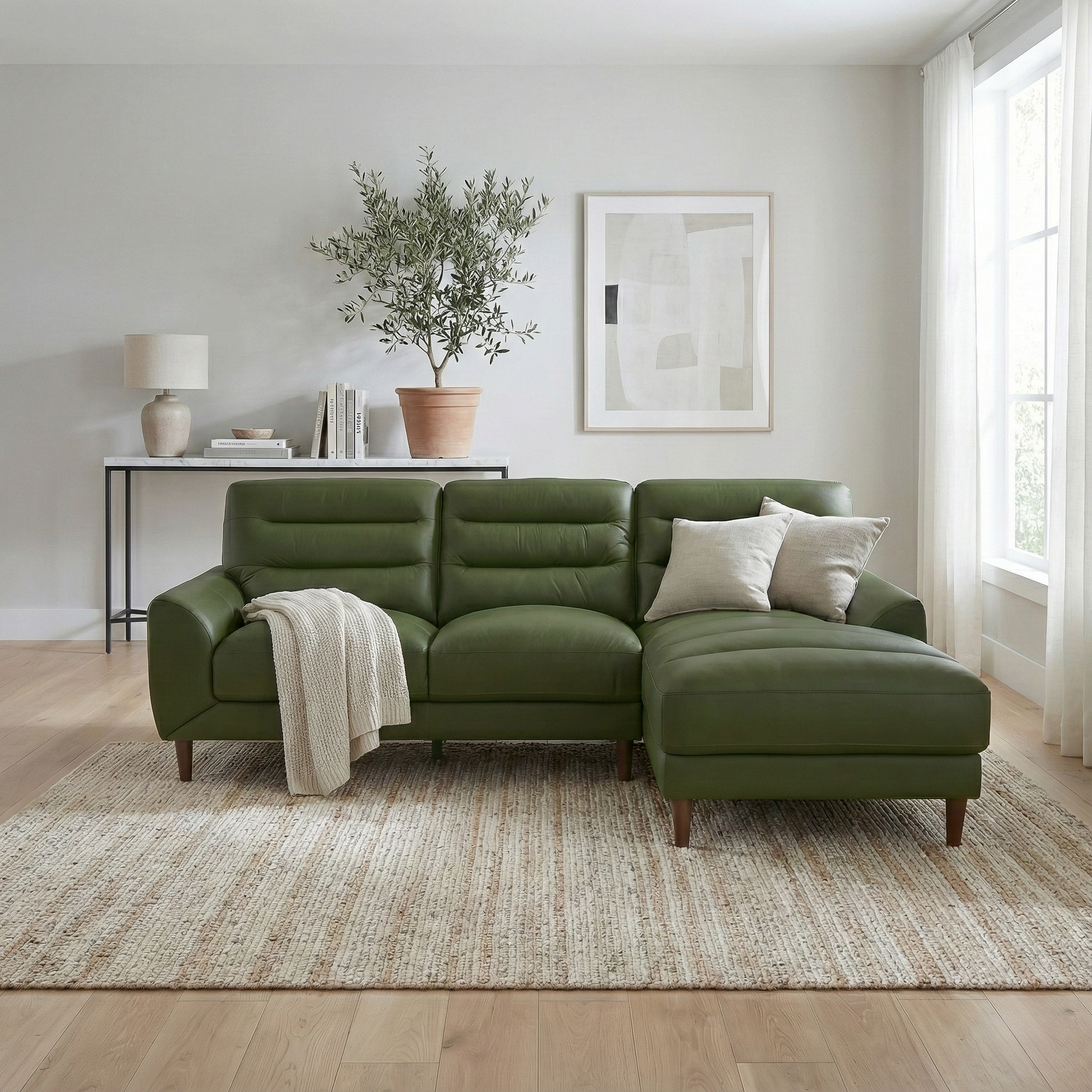 Clarion 3-Seater Genuine Leather Sectional Sofa with Right-Facing Chaise
