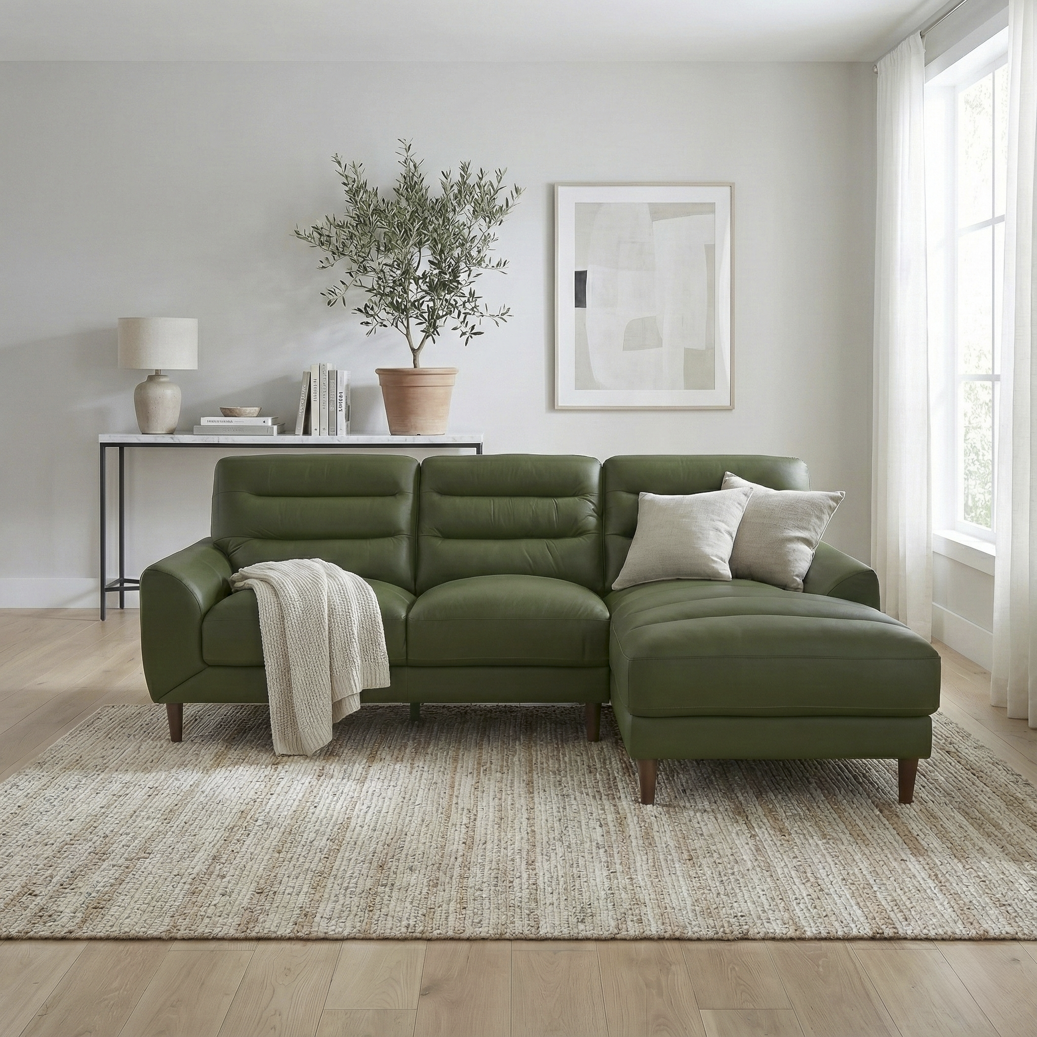 Clarion 3-Seater Genuine Leather Sectional Sofa with Right-Facing Chaise