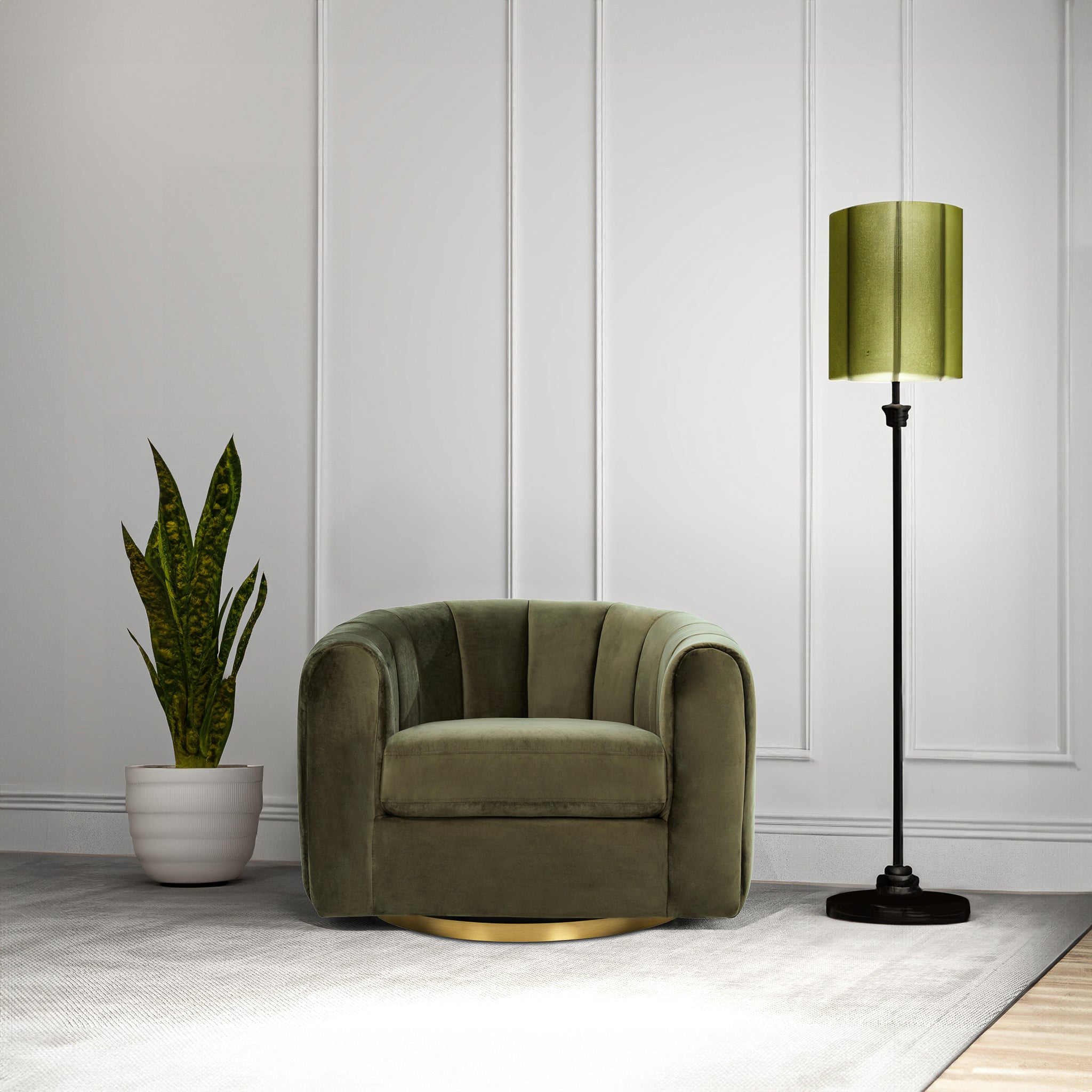Cosey Mid-Century Modern Swivel Chair with Gold Base