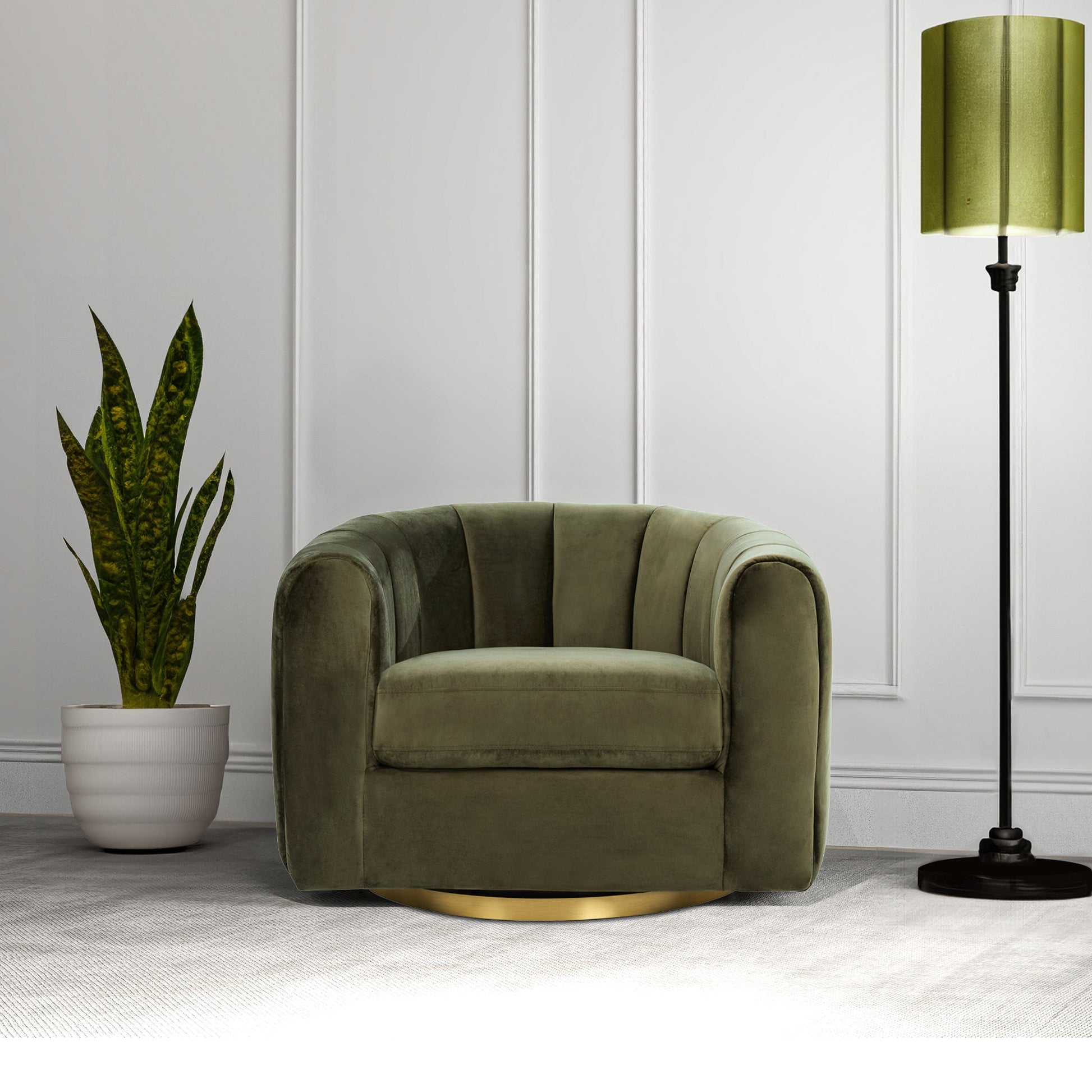 Cosey Mid-Century Modern Swivel Chair with Gold Base