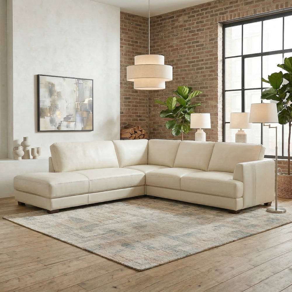 Glander Modern Sectional | Top-Grain Leather and Pocket Spring Support