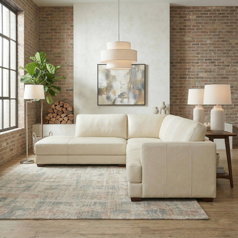 Glander Modern Sectional | Top-Grain Leather and Pocket Spring Support