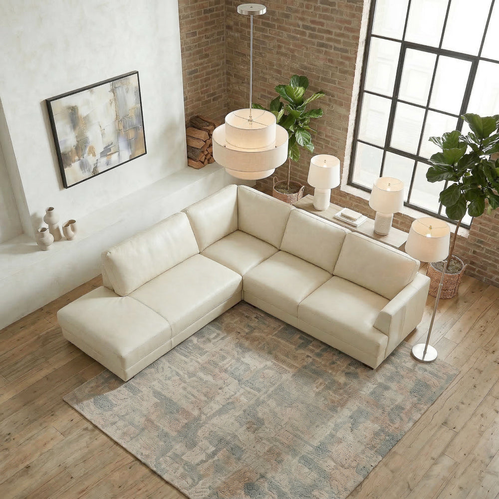 Glander Modern Sectional | Top-Grain Leather and Pocket Spring Support