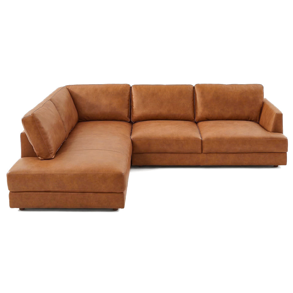 Glander Modern Sectional | Top-Grain Leather and Pocket Spring Support