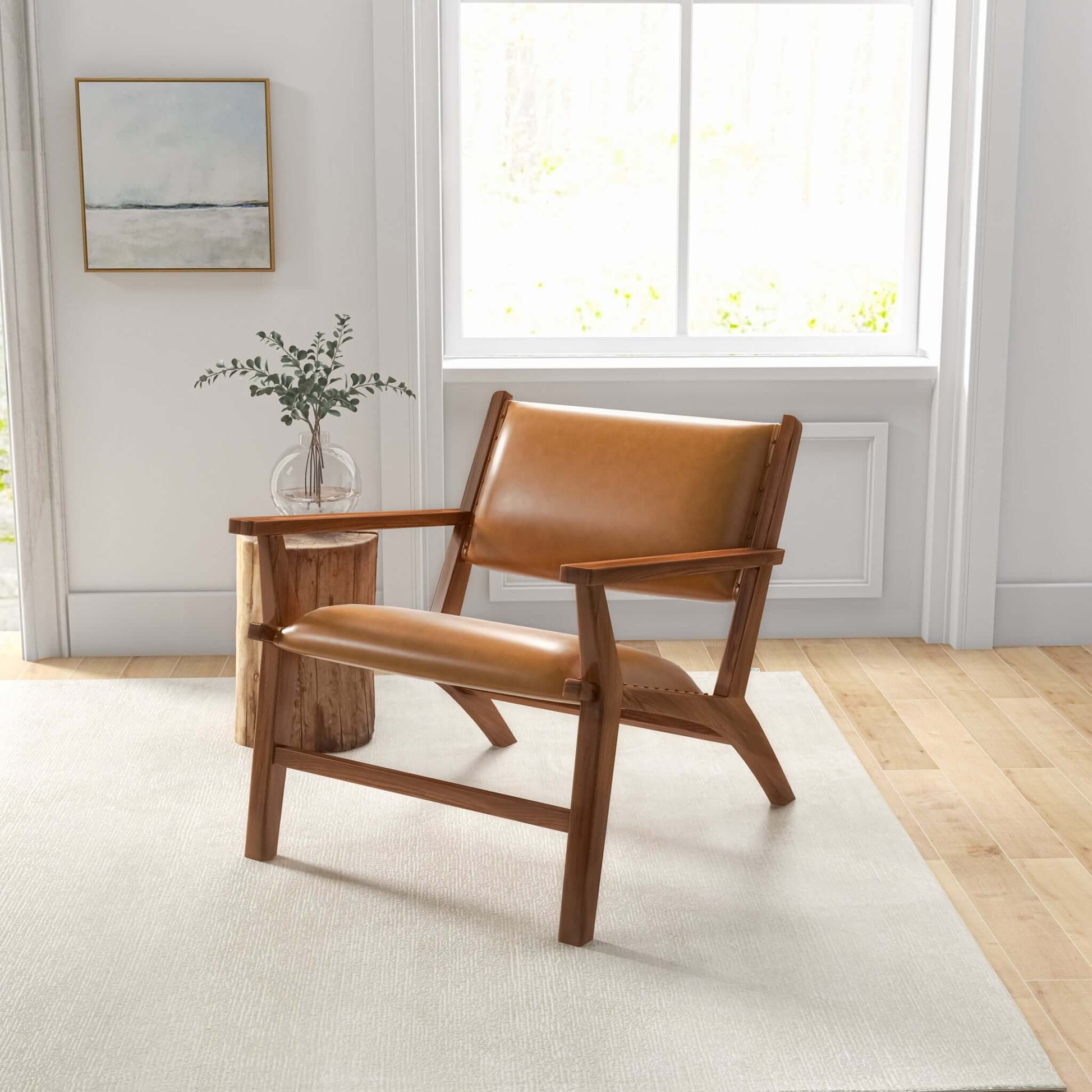 Hendrix Antique Tan Genuine Leather Arm Chair