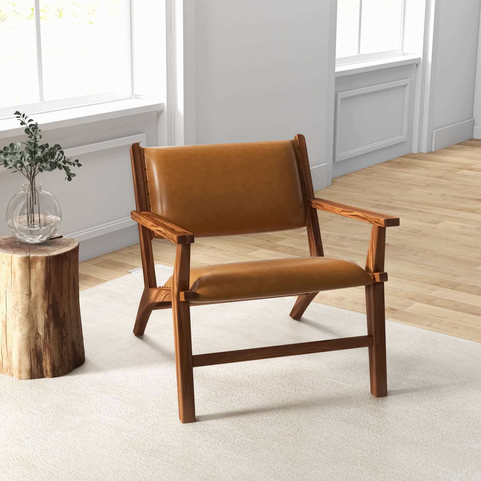 Hendrix Antique Tan Genuine Leather Arm Chair