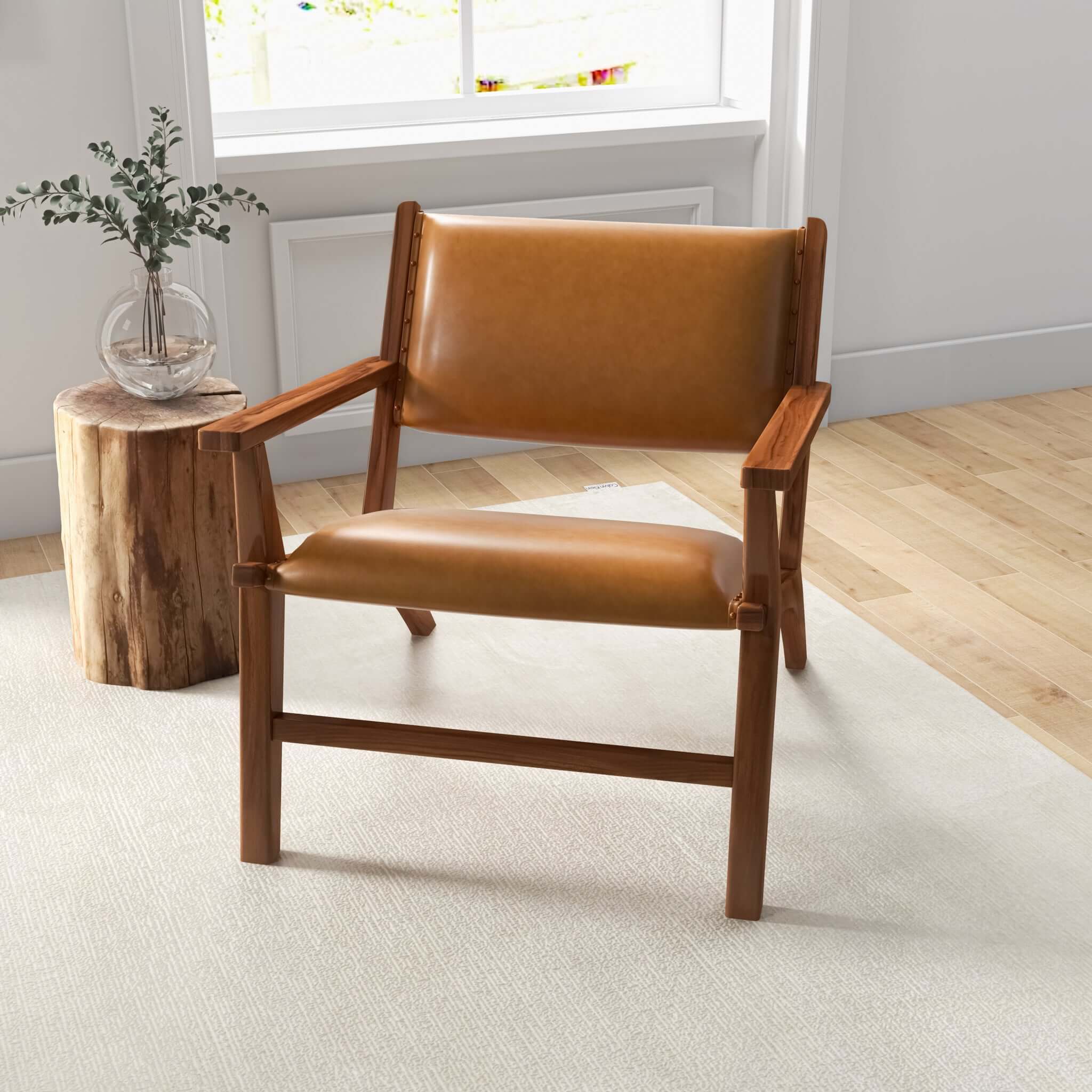 Hendrix Antique Tan Genuine Leather Arm Chair
