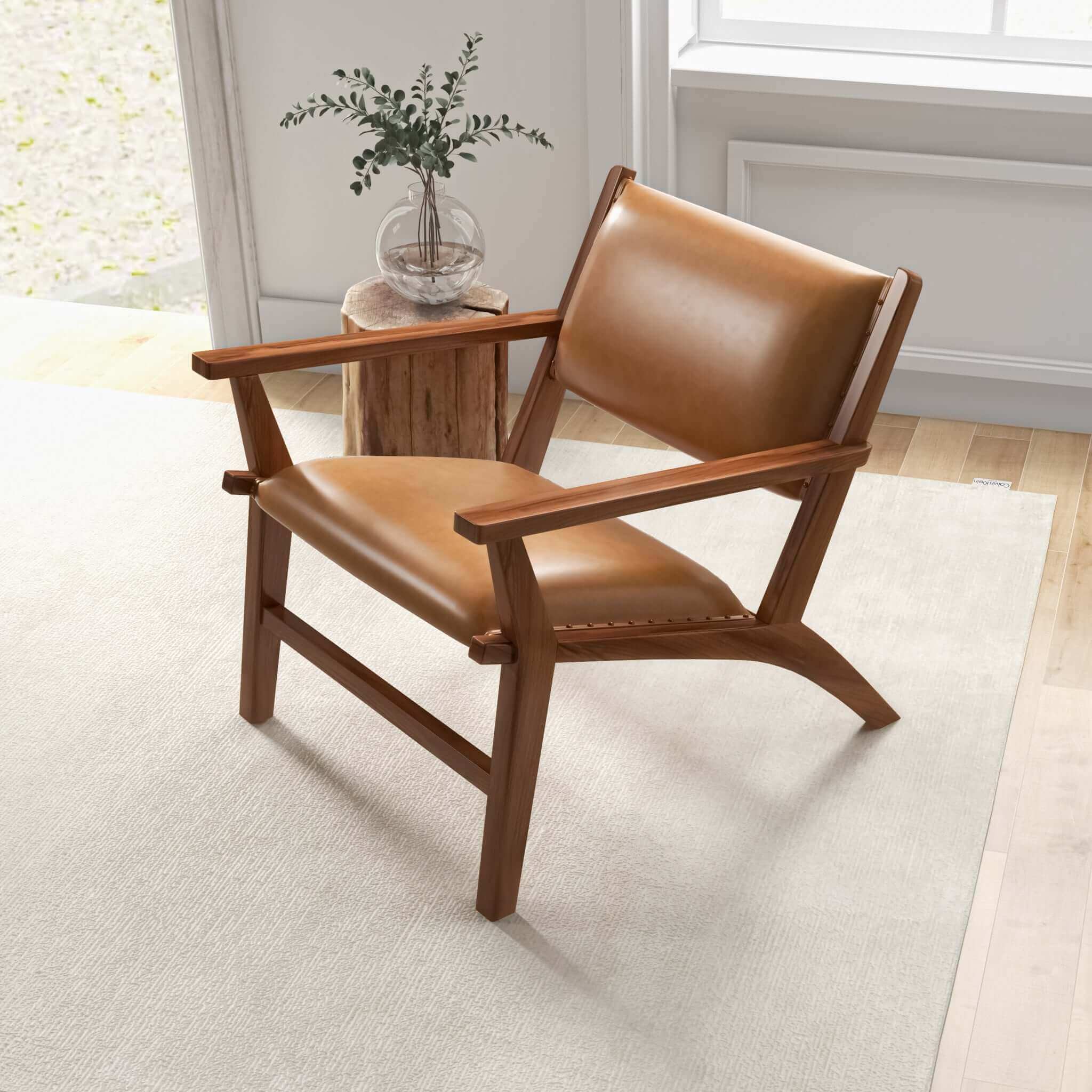Hendrix Antique Tan Genuine Leather Arm Chair