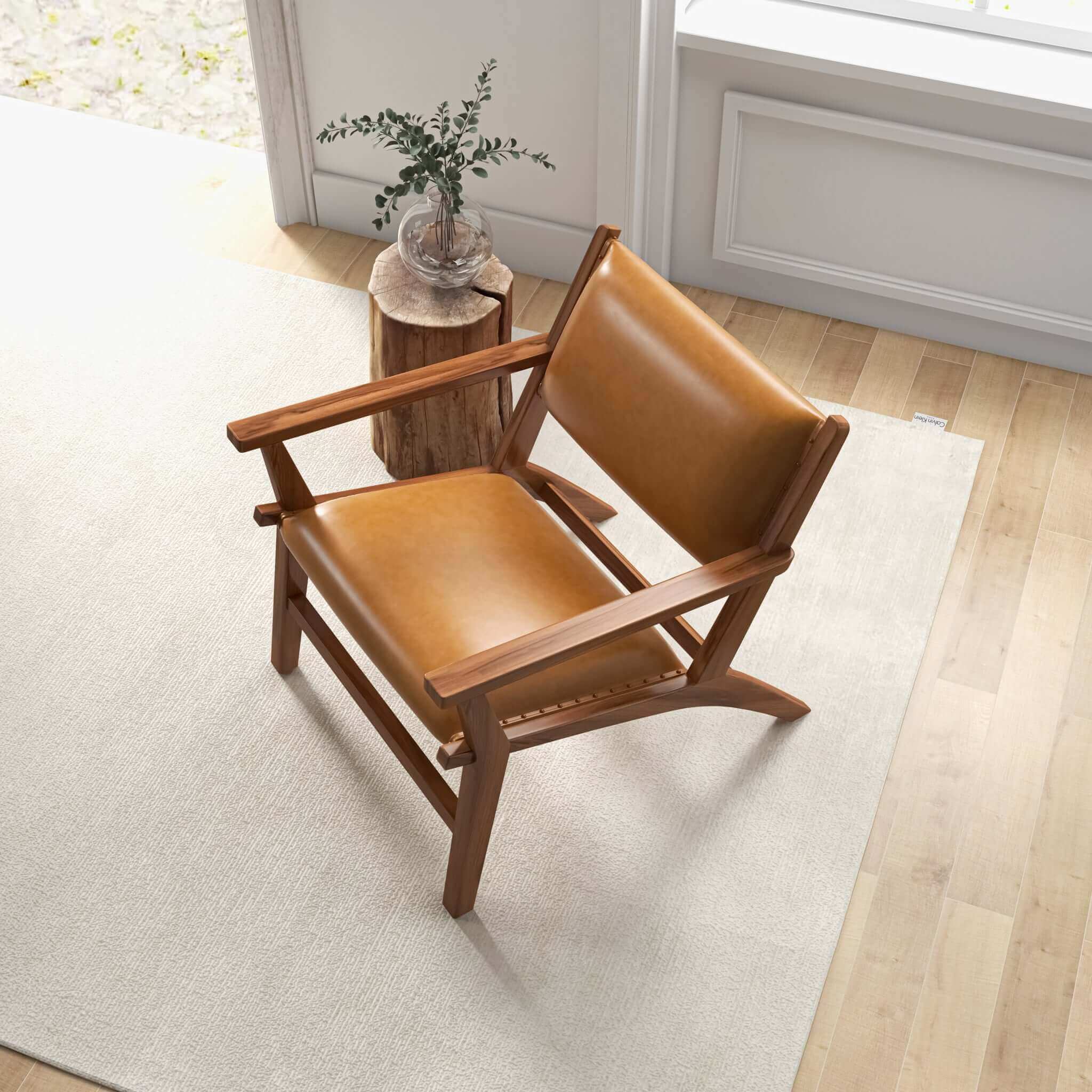 Hendrix Antique Tan Genuine Leather Arm Chair