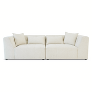 Jefferson Modern Beige Chenille Tuxedo Sofa with Biscuit Tufting