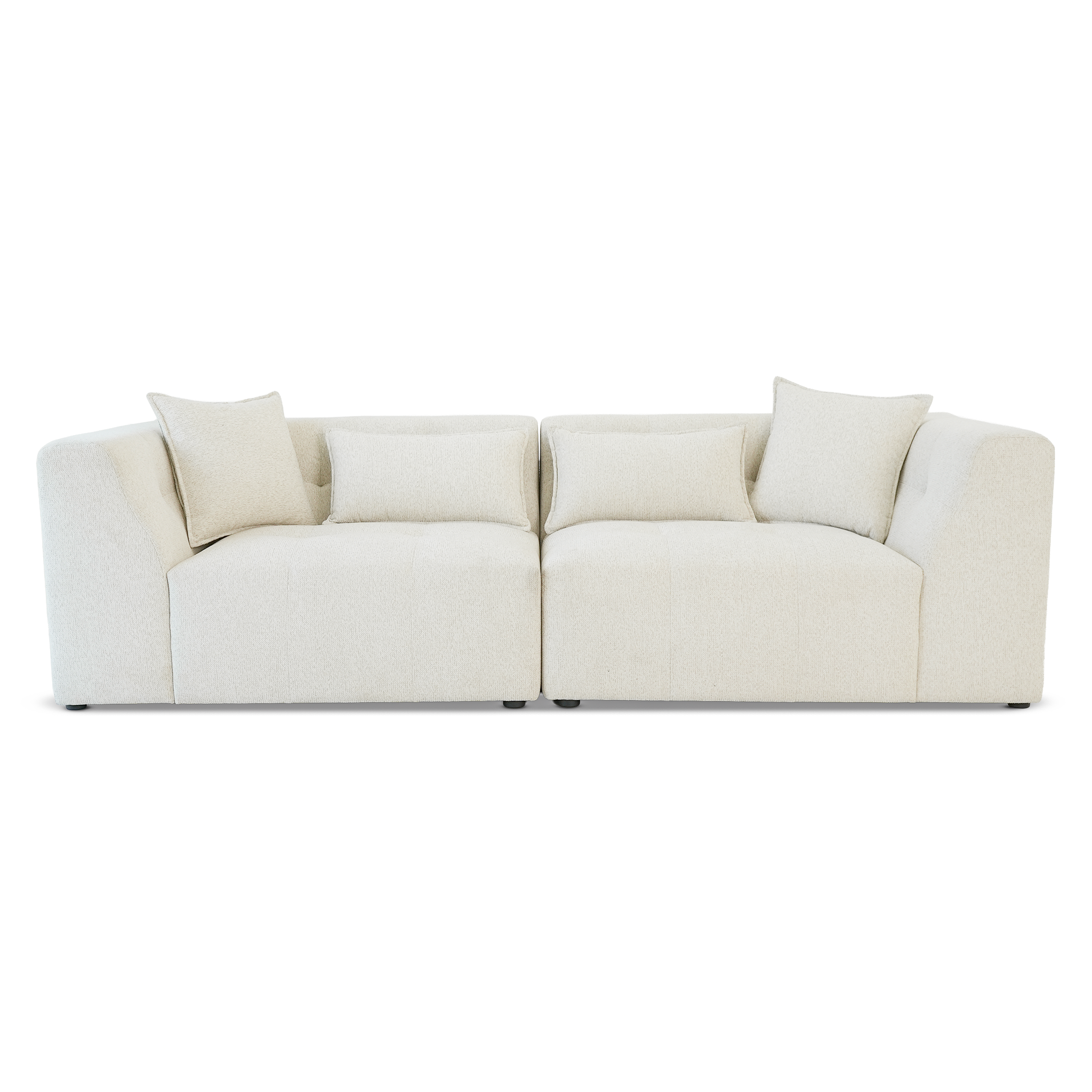 Jefferson Modern Beige Chenille Tuxedo Sofa with Biscuit Tufting