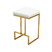 Joel Modern Boucle Counter Stool | Textured Fabric with Gold Legs