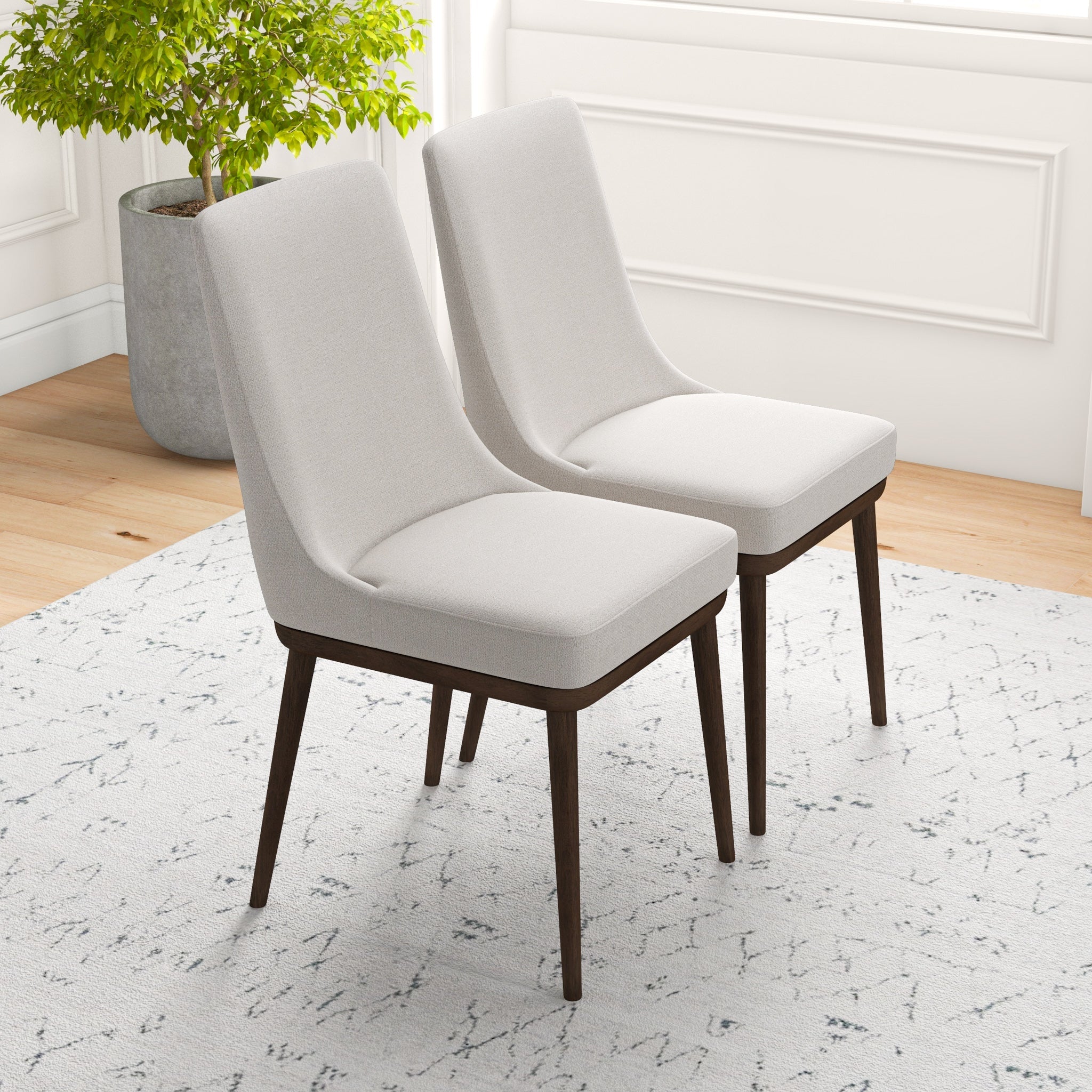 Kate Modern Dining Chair | Walnut Solid Wood Fabric Upholstery