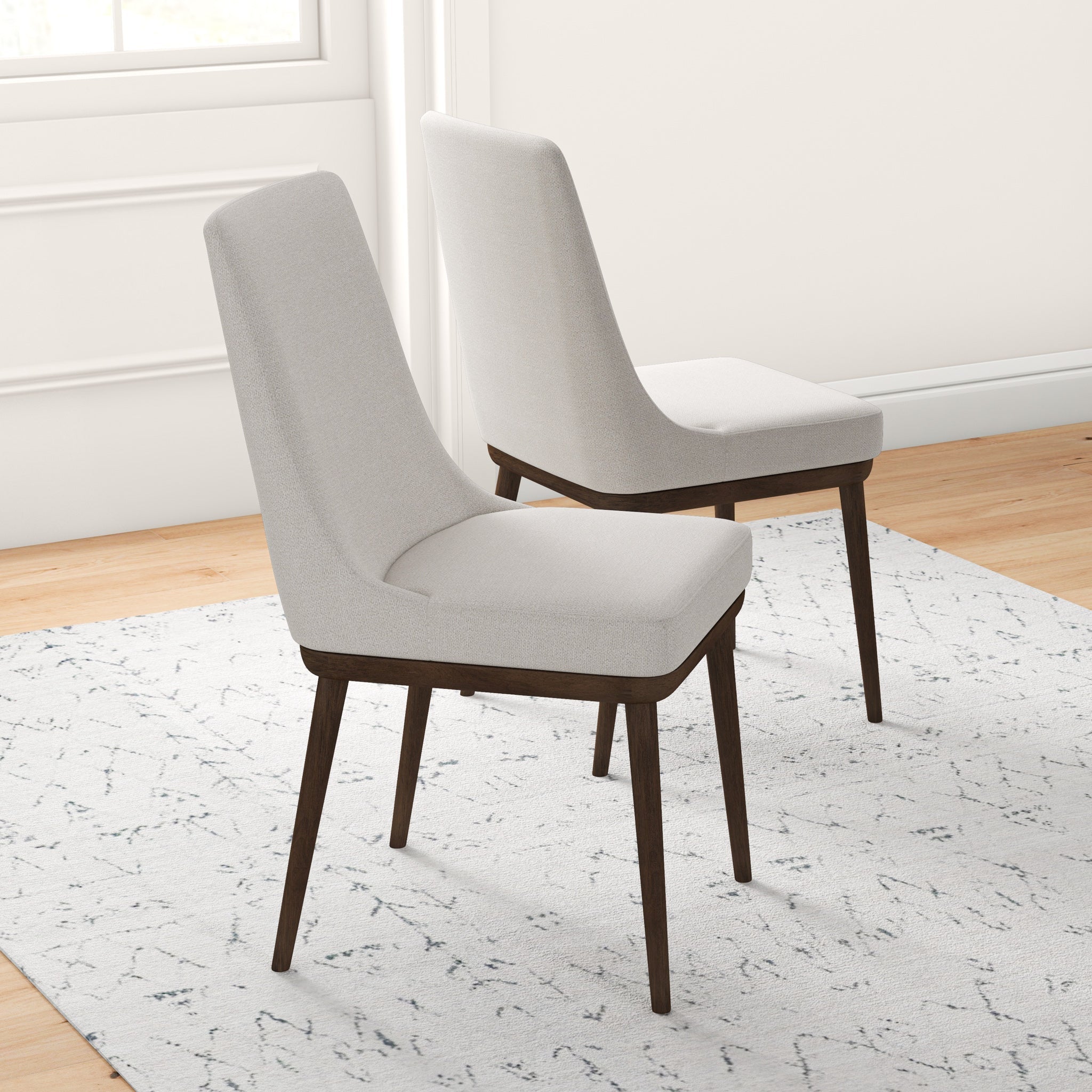 Kate Modern Dining Chair | Walnut Solid Wood Fabric Upholstery