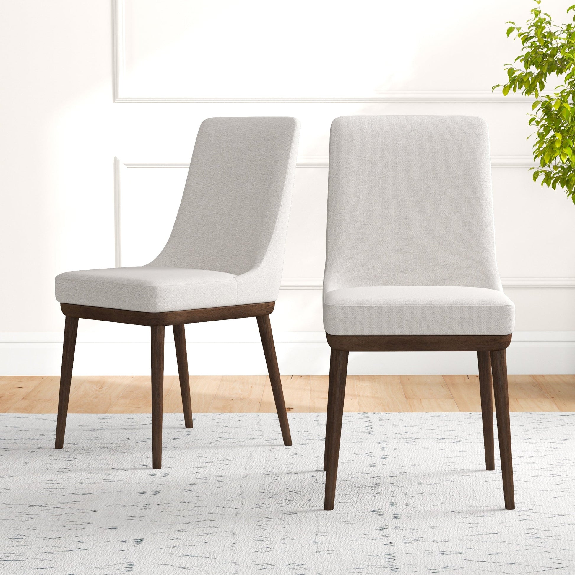 Kate Modern Dining Chair | Walnut Solid Wood Fabric Upholstery