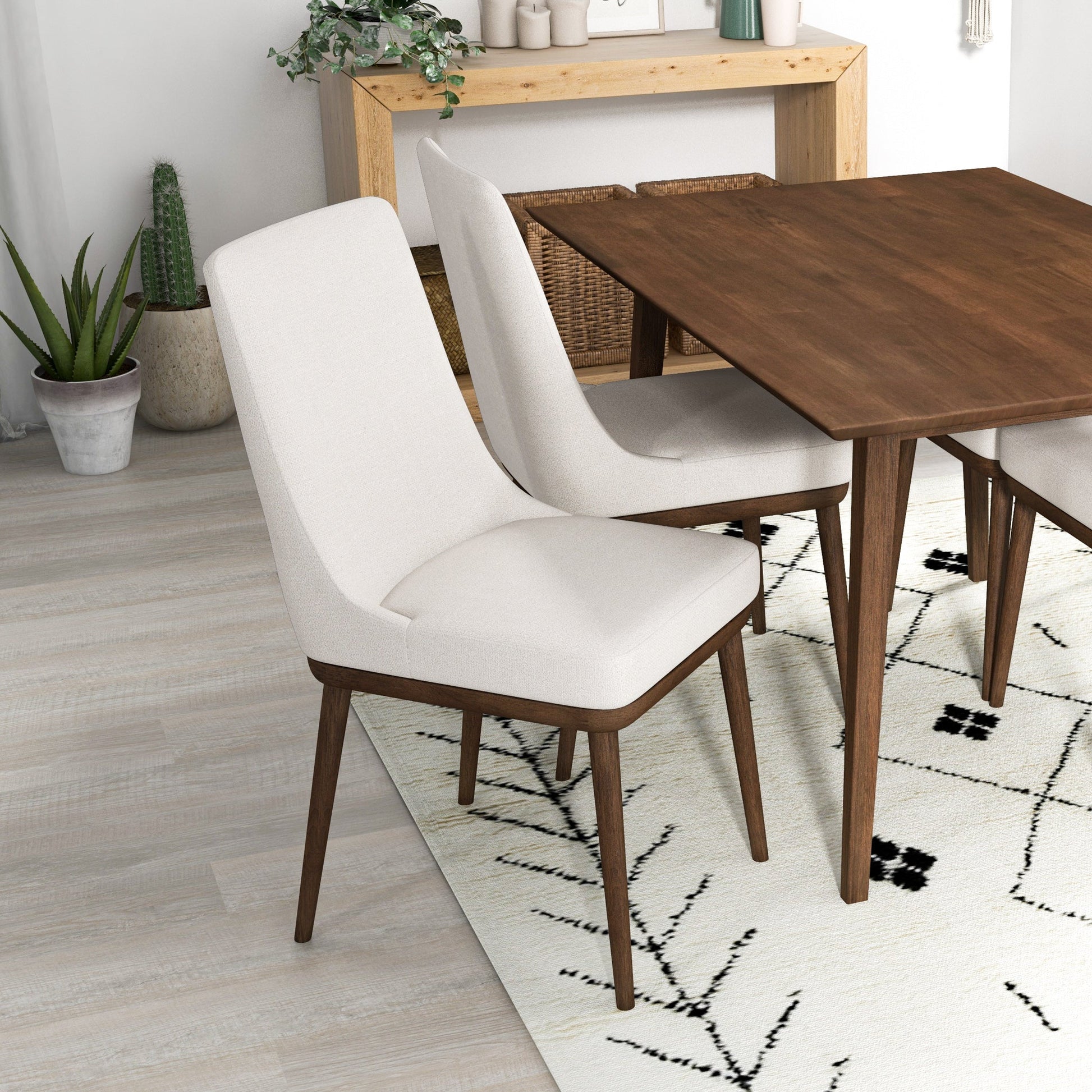 Kate Modern Dining Chair | Walnut Solid Wood Fabric Upholstery
